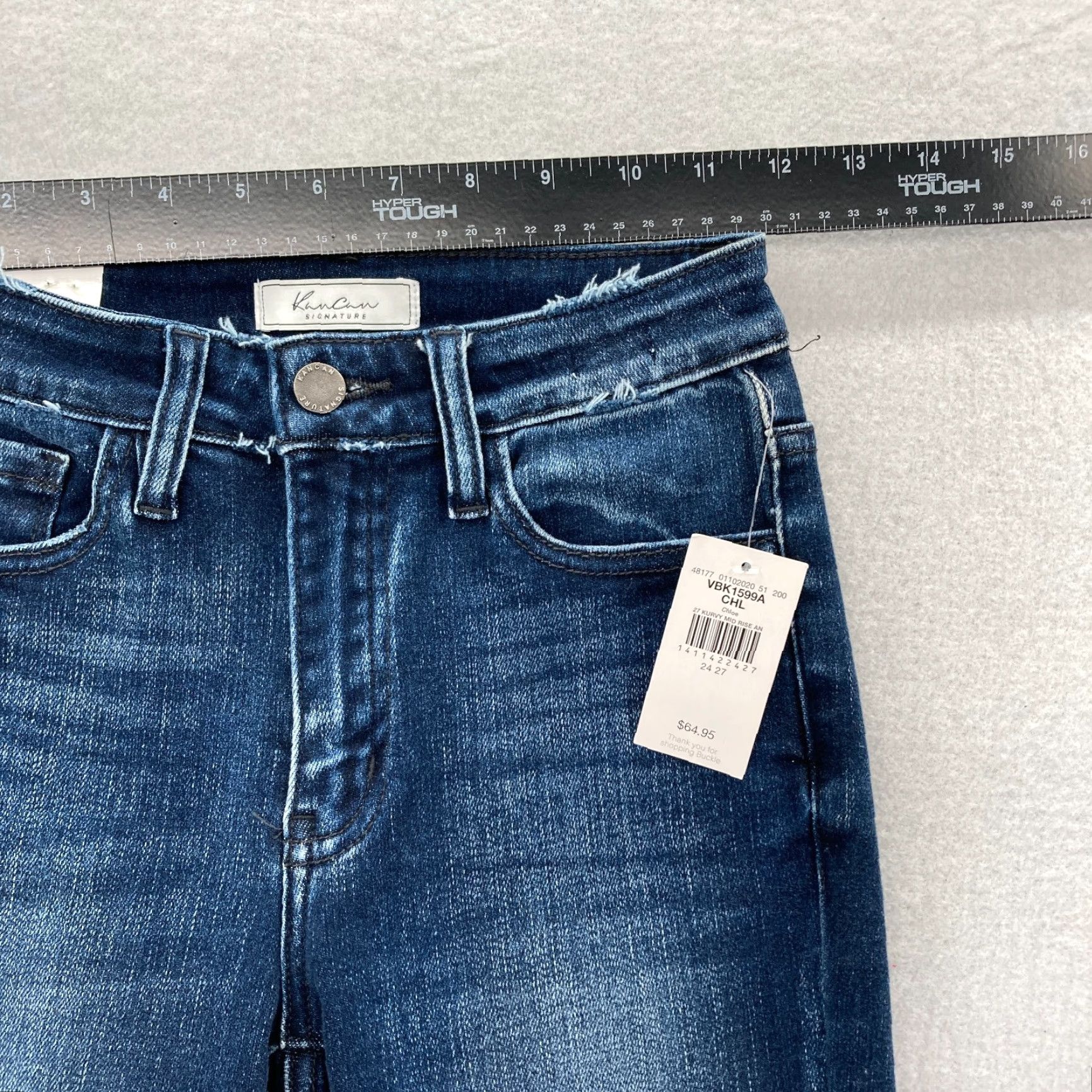 Vintage KanCan Signature Jeans Womens 24 Dark Wash Blue Stretch Denim Kurvy Ankle Skinny Jeans Size 42" / US 20 - 7 Thumbnail