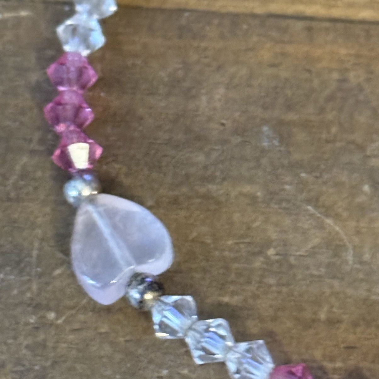 Vintage Vintage sterling pink/clear crystal beaded heart bracelet Size ONE SIZE - 6 Thumbnail
