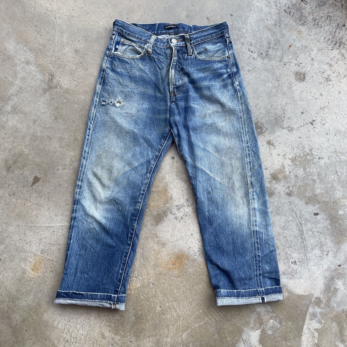 image of R Newbold Vintage R.newbold Distressed Selvedge Denim Jeans in Blue, Men's (Size 29)