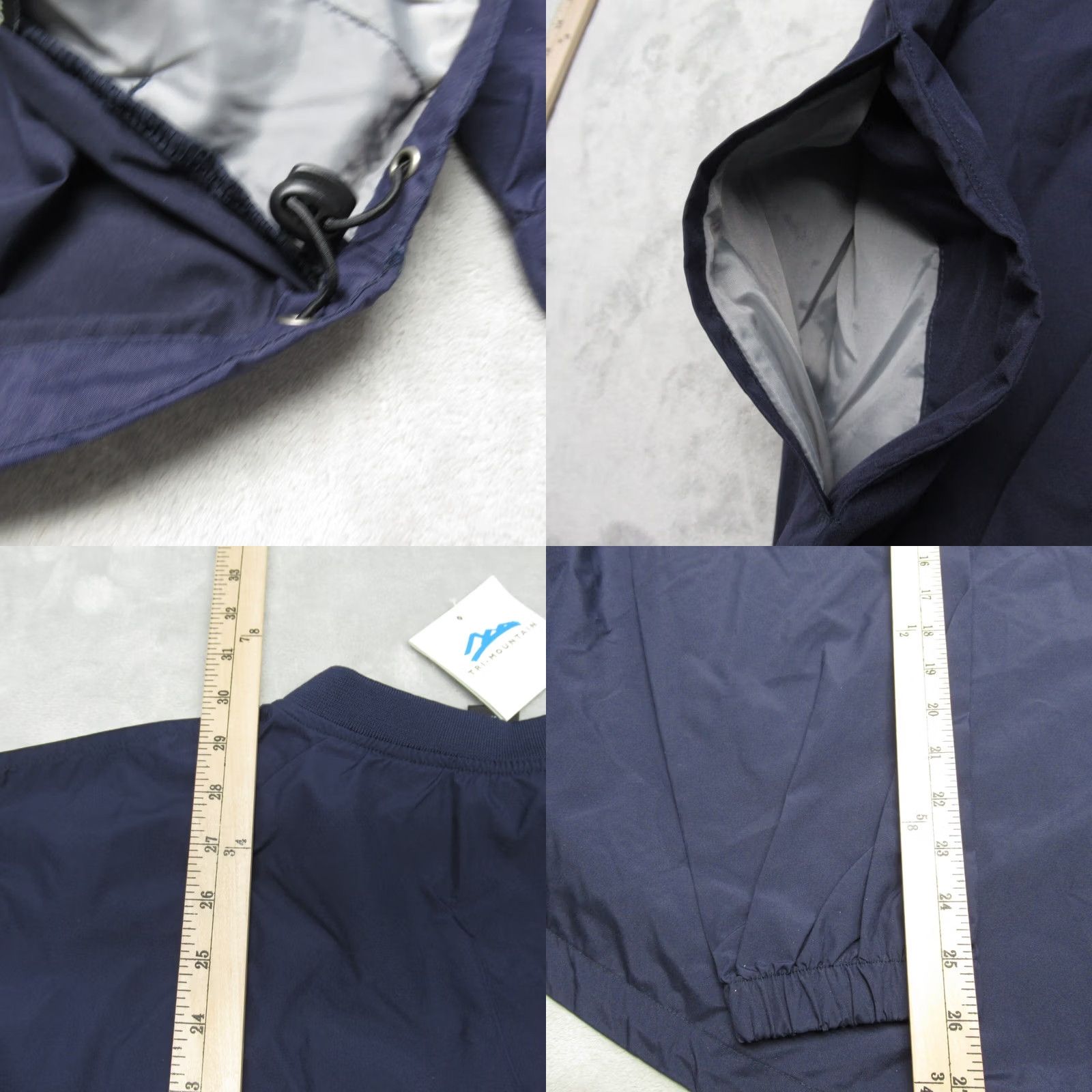 Vintage Tri-Mountain Jacket Mens Large Blue Pockets Drawcord Hem V-Neck Anorak NEW Size US L / EU 52-54 / 3 - 8 Thumbnail
