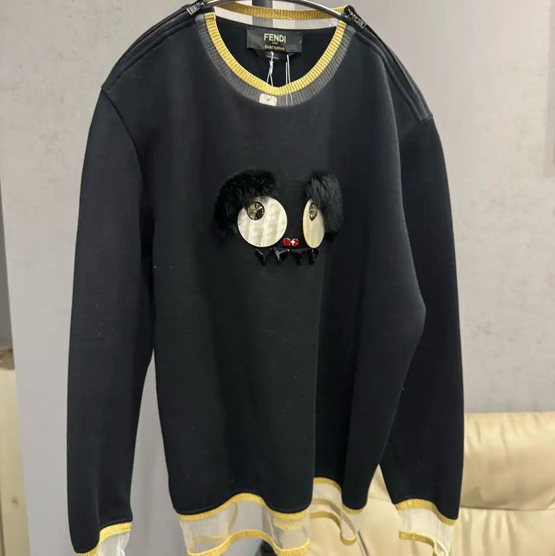 Fendi Fendi Black Cotton Women's Sweatshirt with Unique Design 0089 Size L / US 10 / IT 46 - 1 Thumbnail