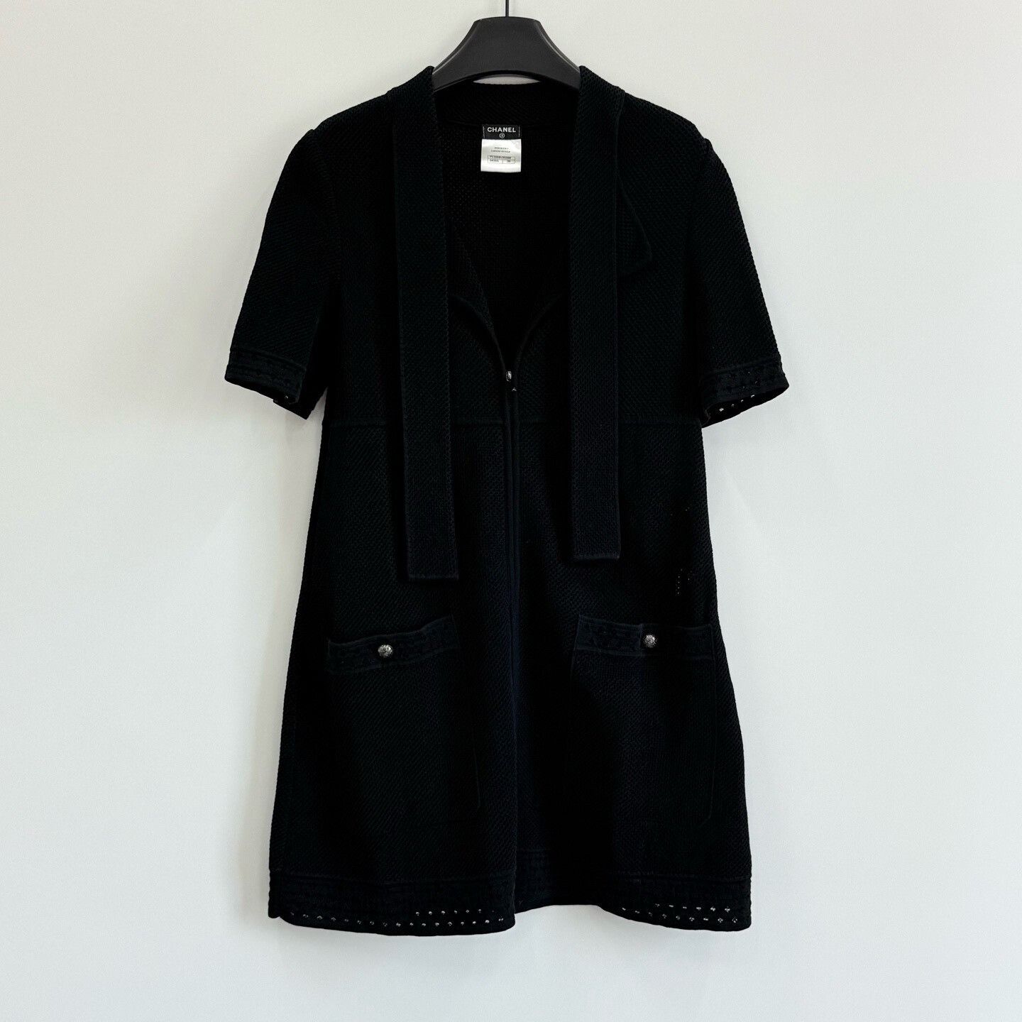 Chanel Chanel Black Short-Sleeve Knit Coat Size S / US 4 / IT 40 - 1 Thumbnail
