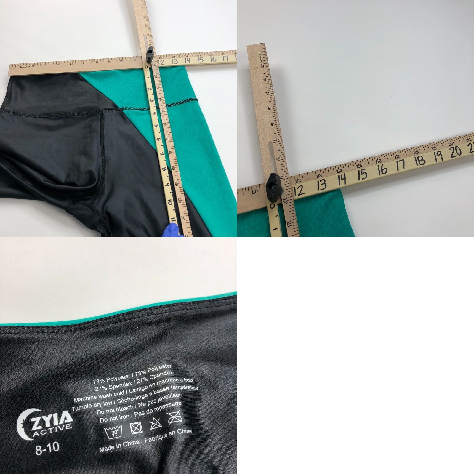 Vintage Zyia Active Leggings Black Green 8-10 28W 25L Athleisure Women S High Rise Ankle Solid 25 in Inseam Size 28" / US 6 / IT 42 - 8 Thumbnail