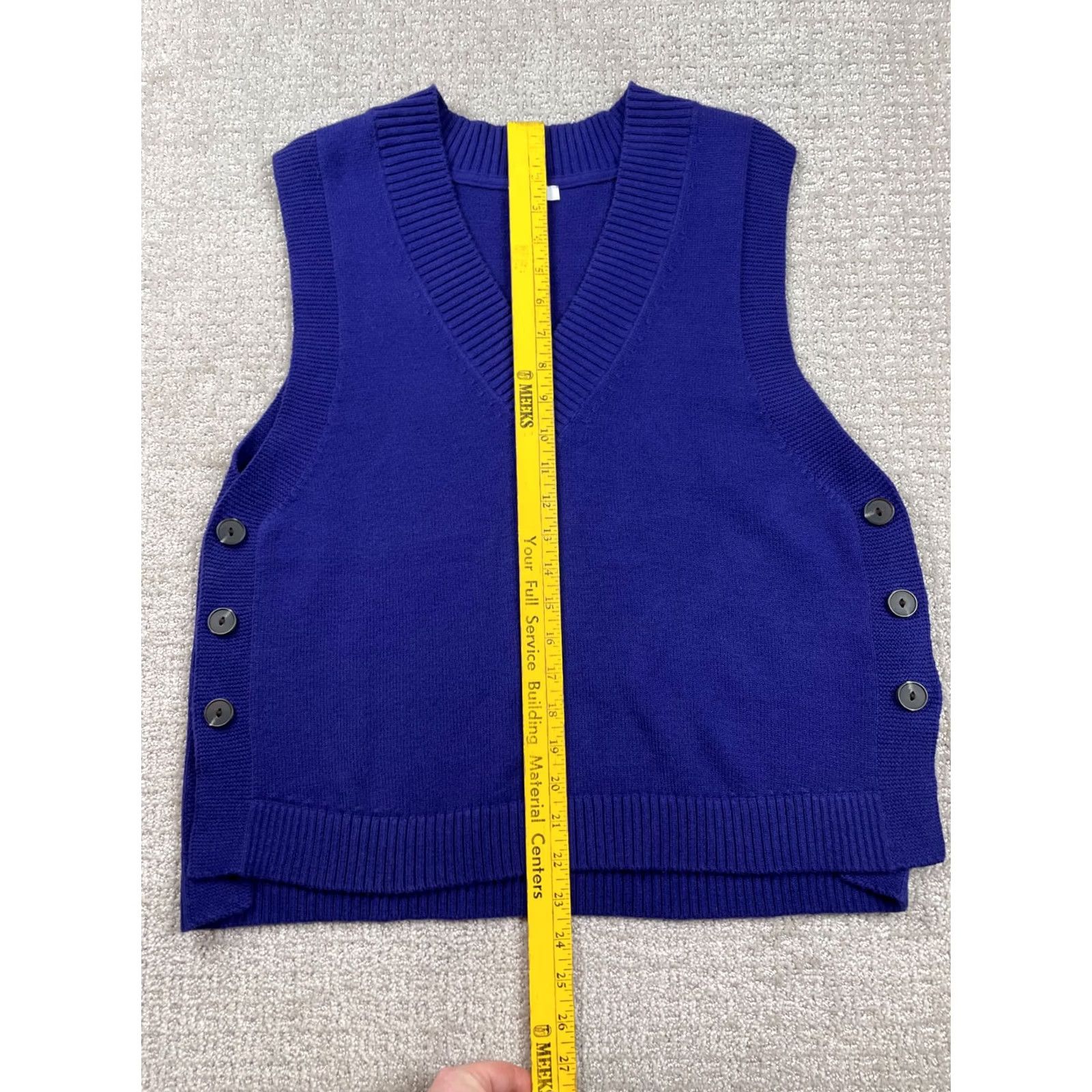 J. Jill J. Jill Sweater Vest Womens Petite Small Purple Cotton Blend V-Neck Side Button Vest Spring Fall Winter Mens Womens Girls Size S / US 4 / IT 40 - 2 Thumbnail
