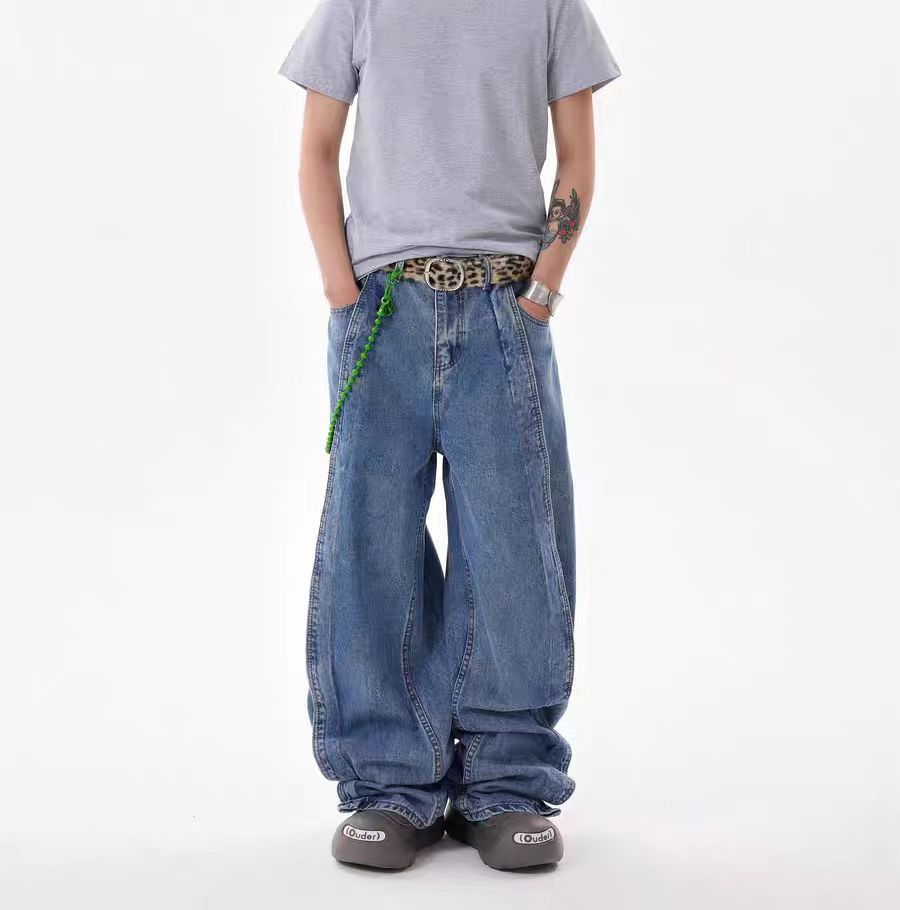 Japanese Brand × Jean Vintage cut patchwork silhouette scimitar baggy jeans Size US 32 / EU 48 - 6 Thumbnail
