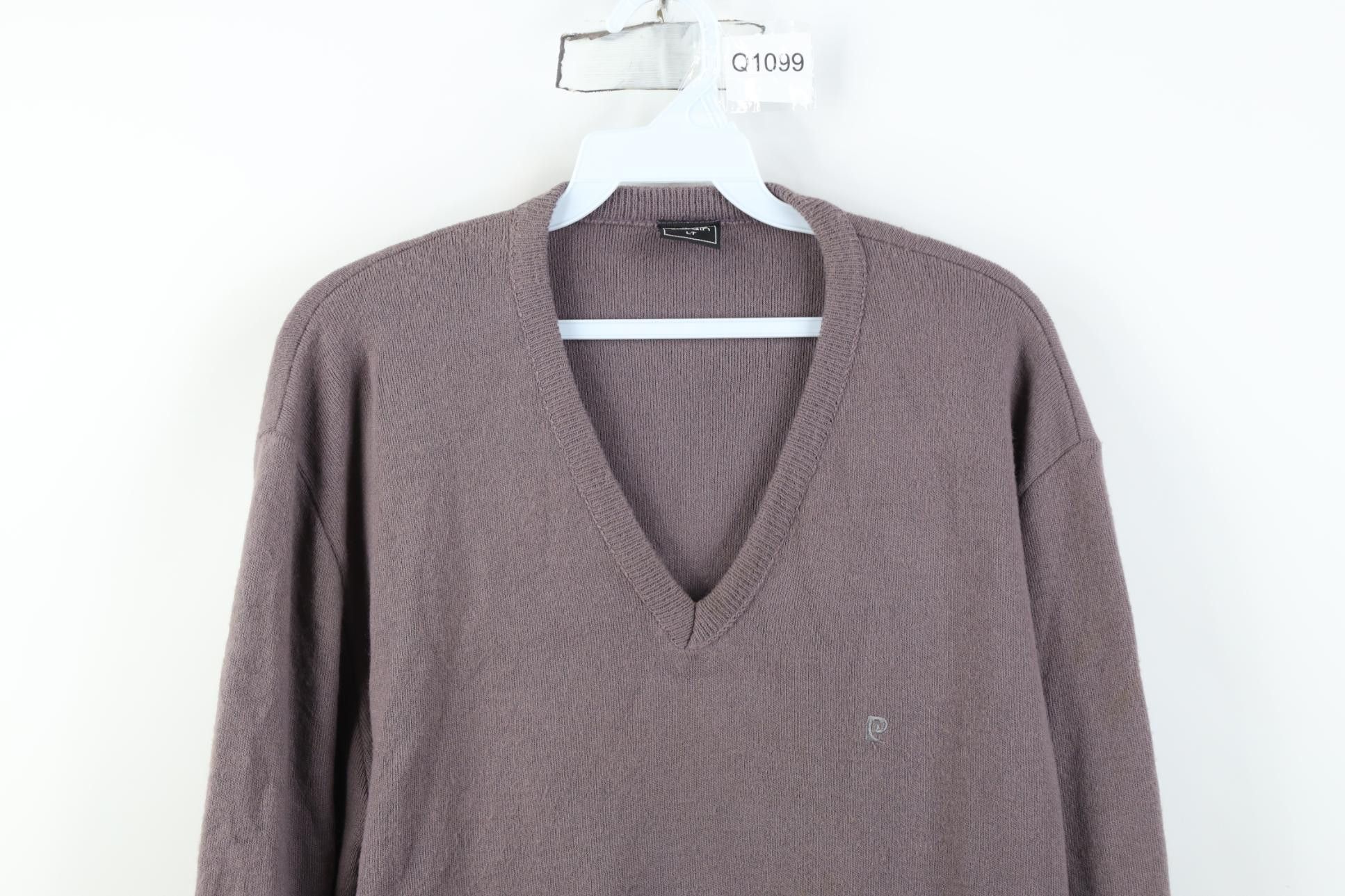 Pierre Cardin Vintage 70s Pierre Cardin Soft Knit V-Neck Sweater Purple Size US L / EU 52-54 / 3 - 2 Thumbnail