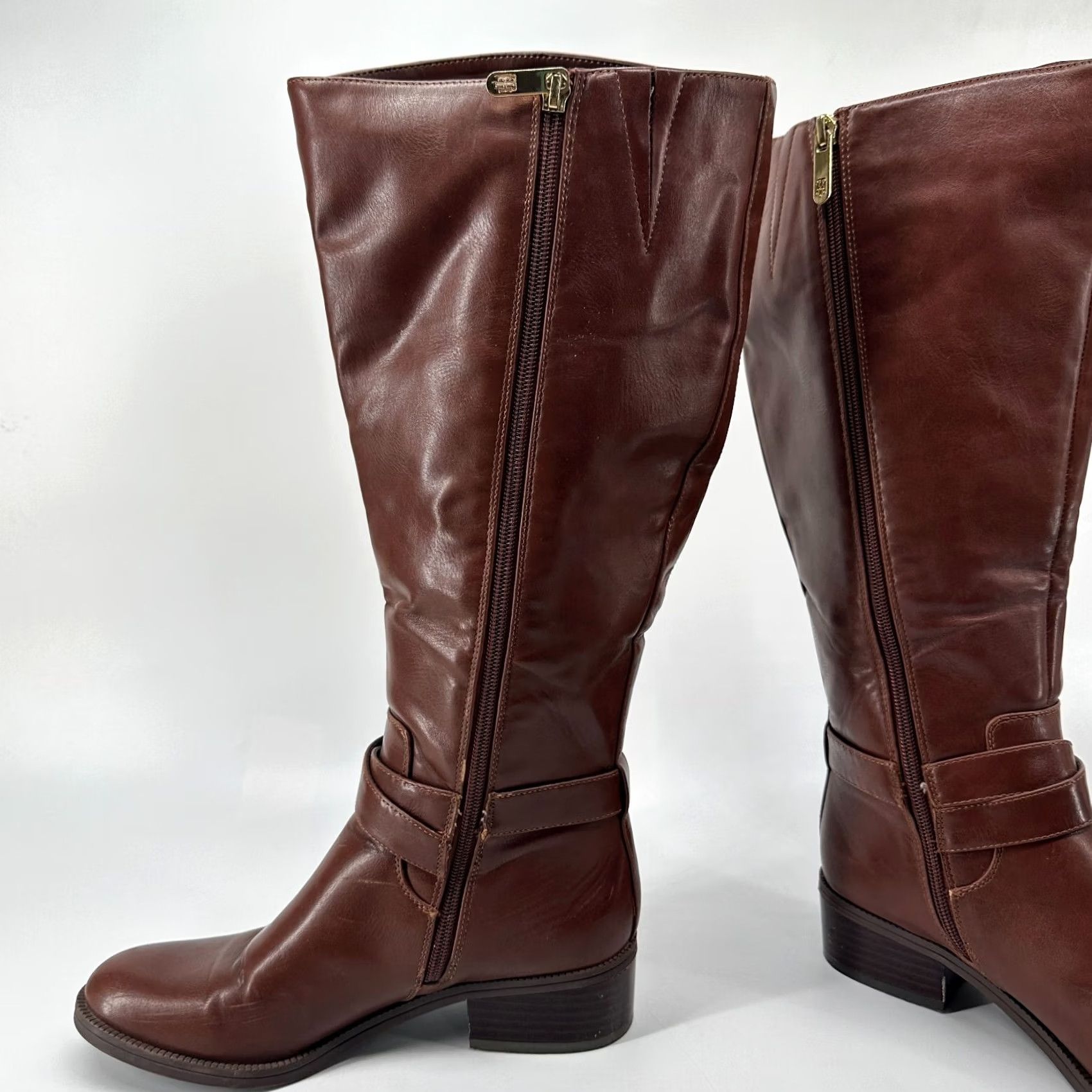 Tommy Hilfiger Tommy Hilfiger TW GAVIO-R Riding Boots Brown Women's Size 7 M Leather Mid Calf Size US 7 / IT 37 - 4 Thumbnail