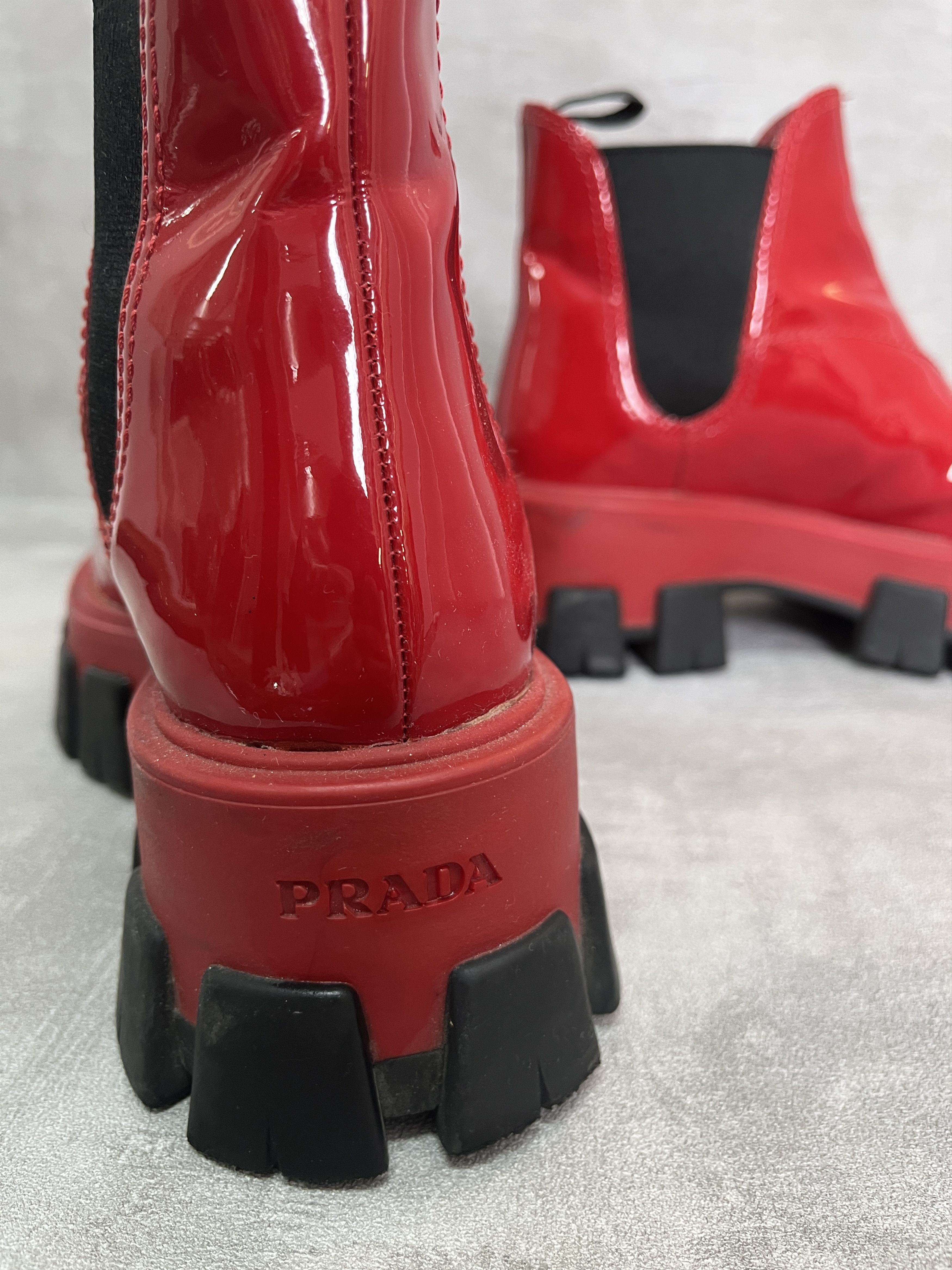 Prada Prada Monolith Patent Leather Ankle Boots Size US 6 / IT 36 - 4 Thumbnail