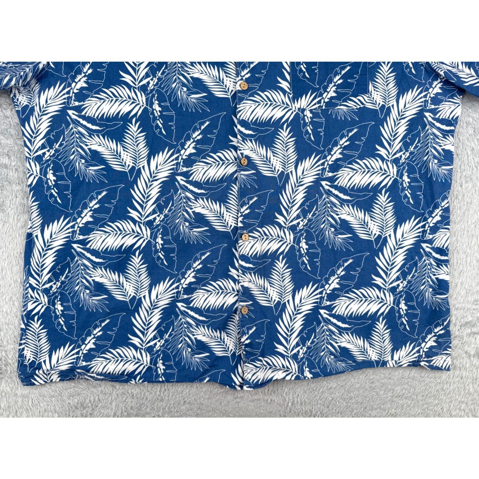 Vintage Coofandy Shirt Men 3XL Blue White Palm Leaf Print 100% Cotton Hawaiian Button-Up Casual Formal Size US XXL / EU 58 / 5 - 5 Thumbnail