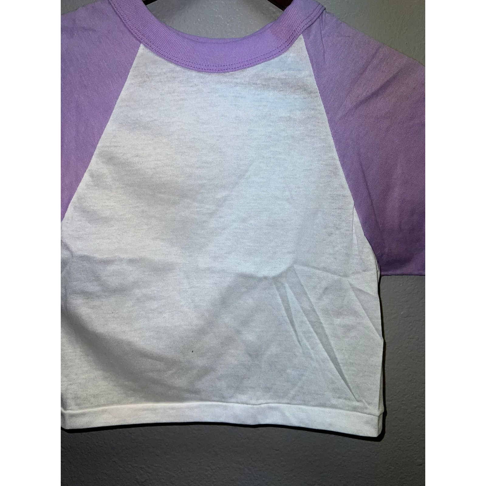 Other 80s Women's Sportswear White Purple Crop Top Shirt Women S Size S / US 4 / IT 40 - 3 Thumbnail