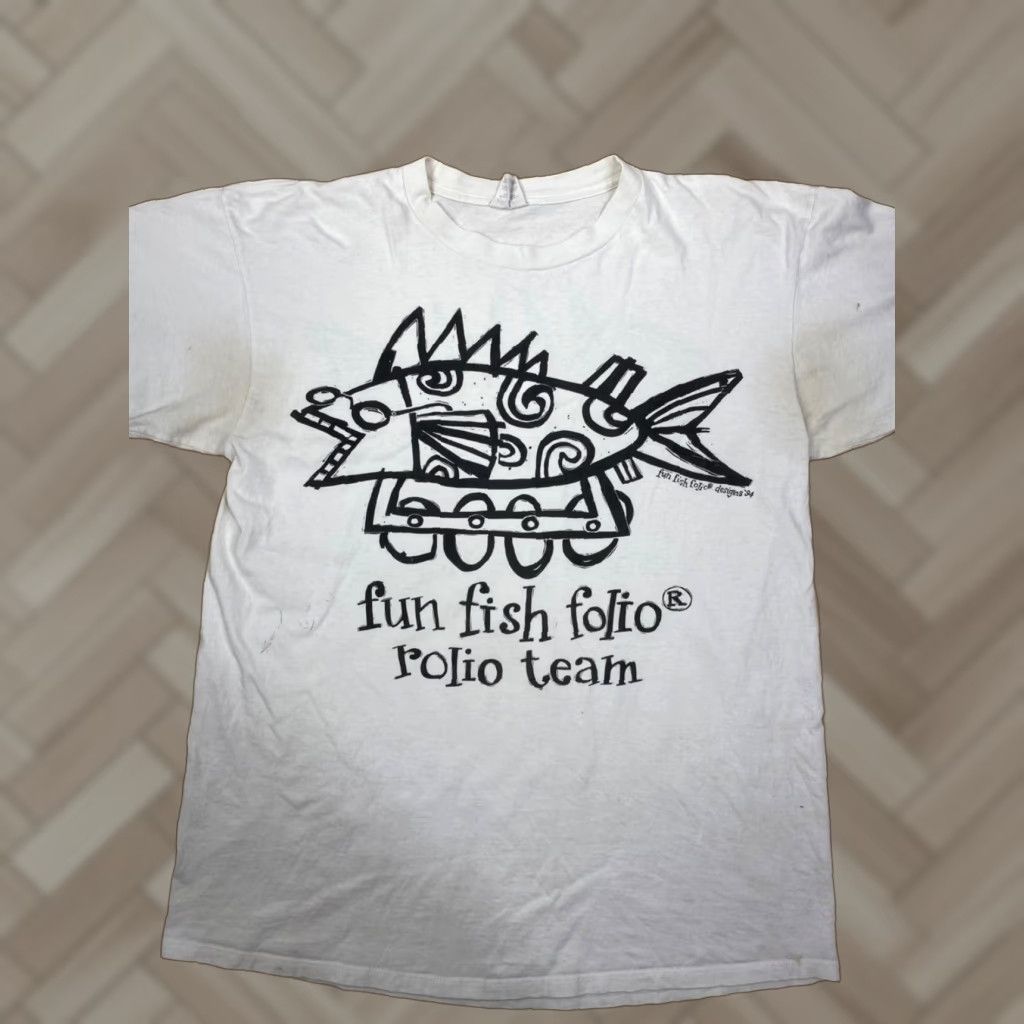 Vintage VINTAGE Range Bleu T-Shirt Men XL White Fish Theme Fisherman Graphic 90s? No decade provided; keep accurate. Size US XL / EU 56 / 4 - 1 Thumbnail