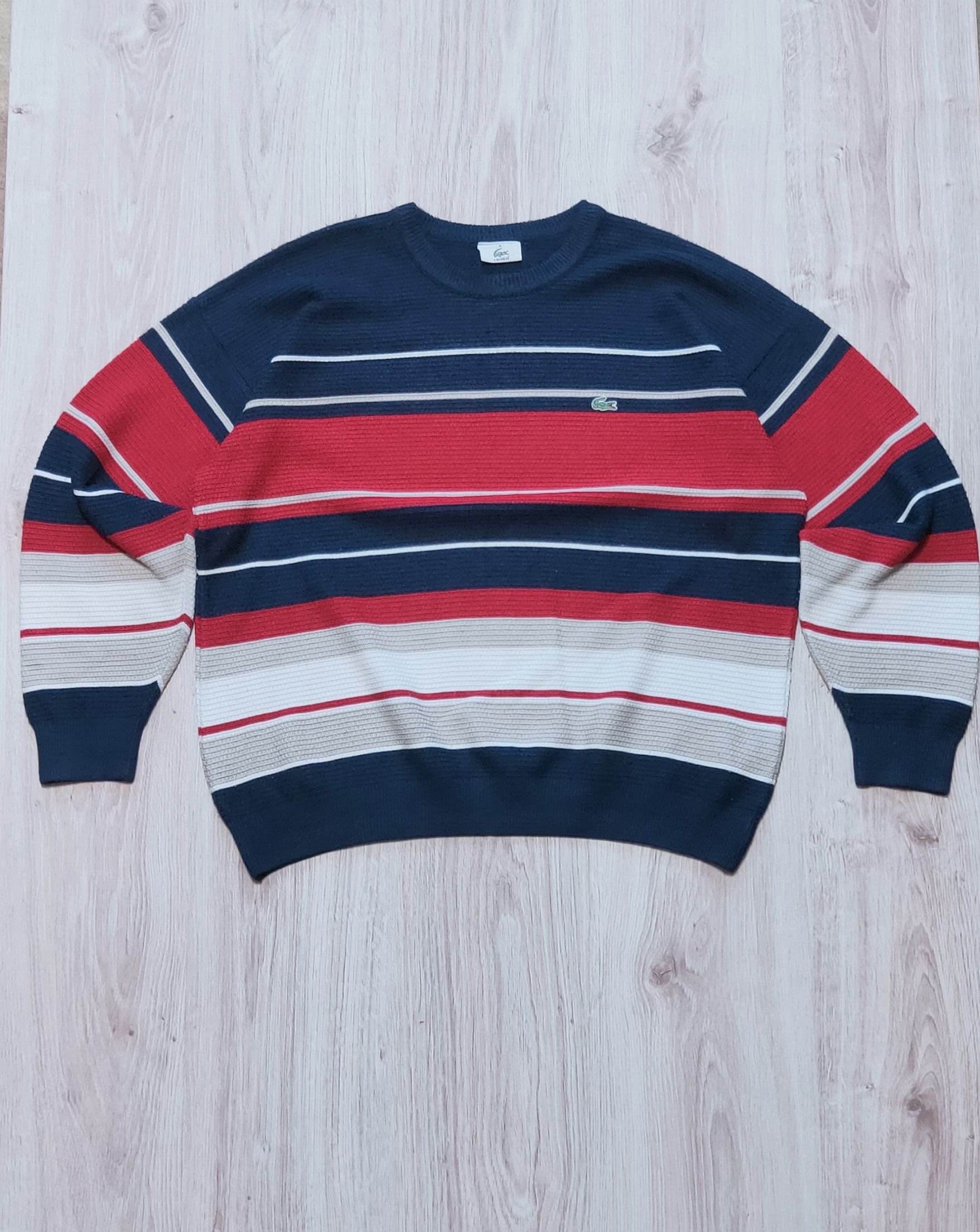 Lacoste × Vintage Vintage Lacoste Chemise striped sweater Size US XL / EU 56 / 4 - 1 Thumbnail
