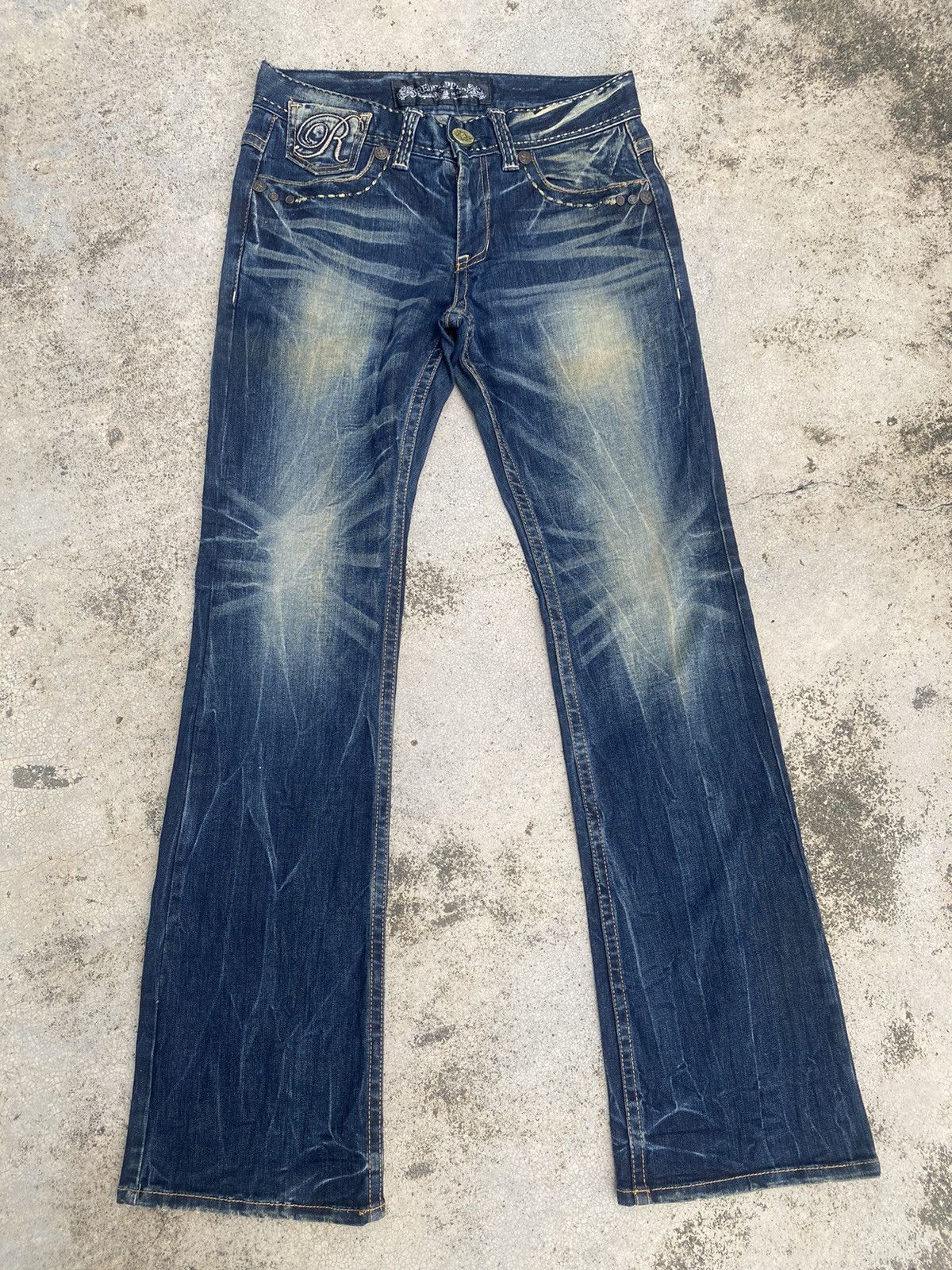 If Six Was Nine × Le Grande Bleu (L.G.B.) Flare Jeans Red Papper Clawmark Studded Cross Bootcut Size US 30 / EU 46 - 3 Thumbnail