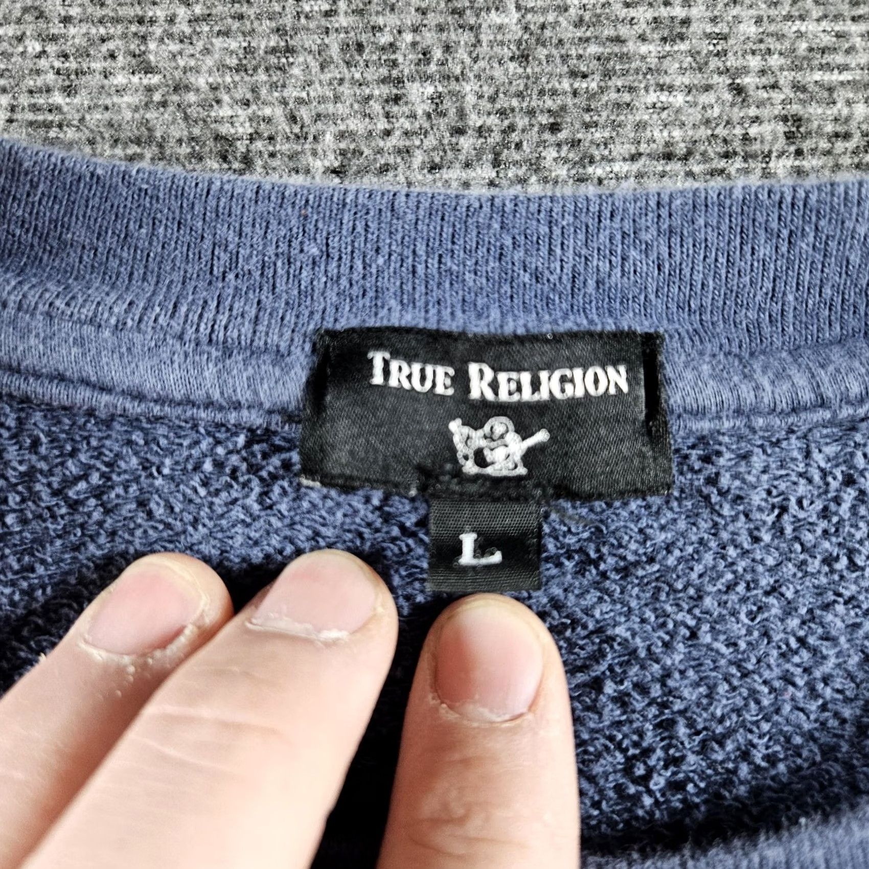 True Religion True Religion Shirt Mens L Blue Sweatshirt Fleece Crewneck RLGN Made USA Size US L / EU 52-54 / 3 - 4 Thumbnail