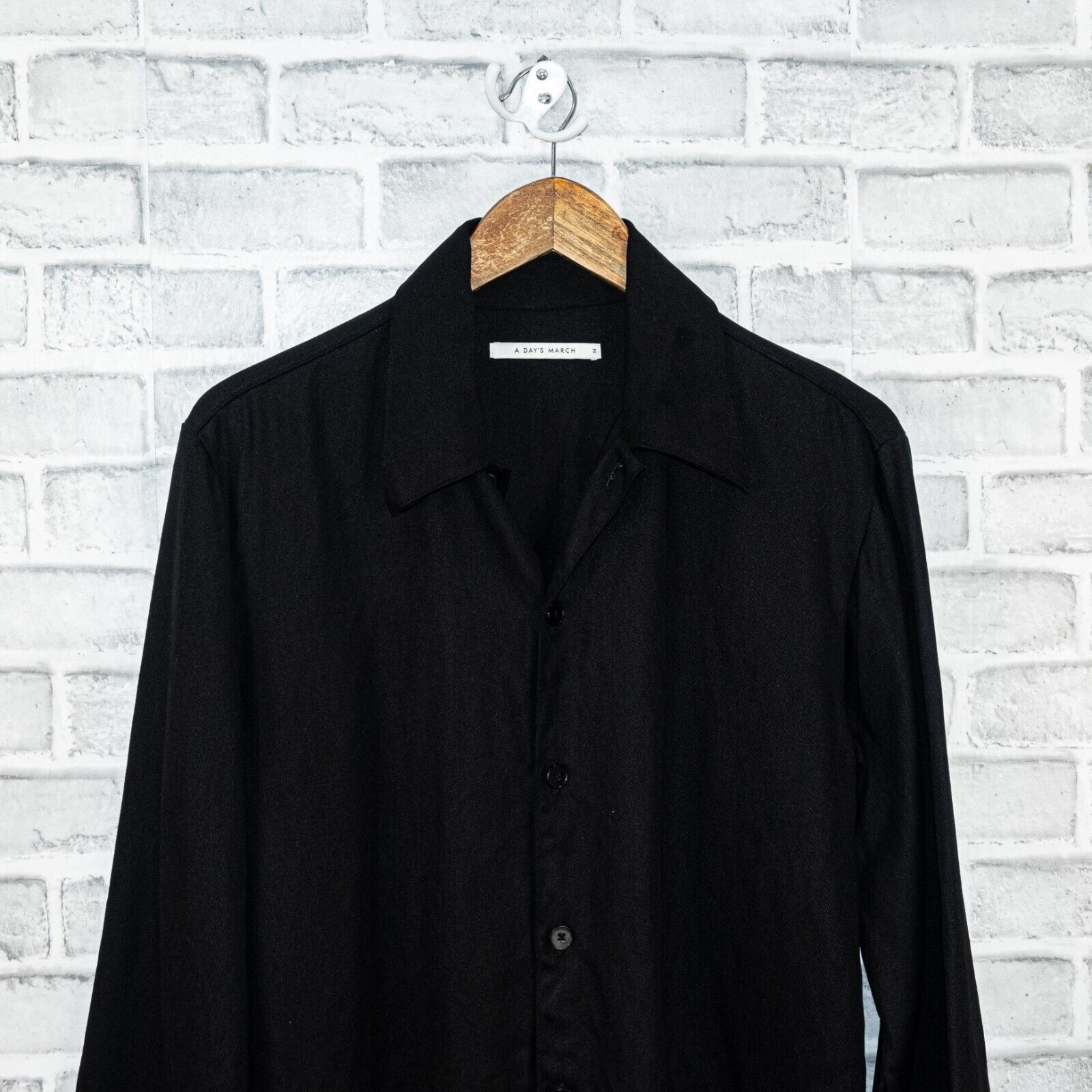 A Day's March A DAY'S MARCH Cropped Boxy Button up Shirt Black Tencel Size XS / US 0-2 / IT 36-38 - 2 Thumbnail
