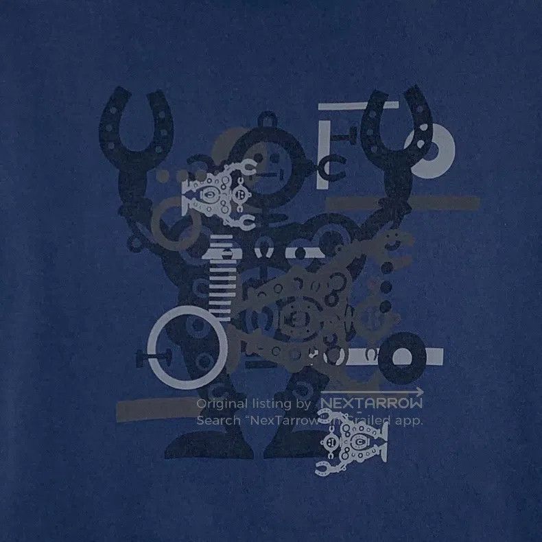 Hermes Hermes Dark Blue Robot Printed Cotton Round Collar Short S Size M / US 6-8 / IT 42-44 - 4 Thumbnail