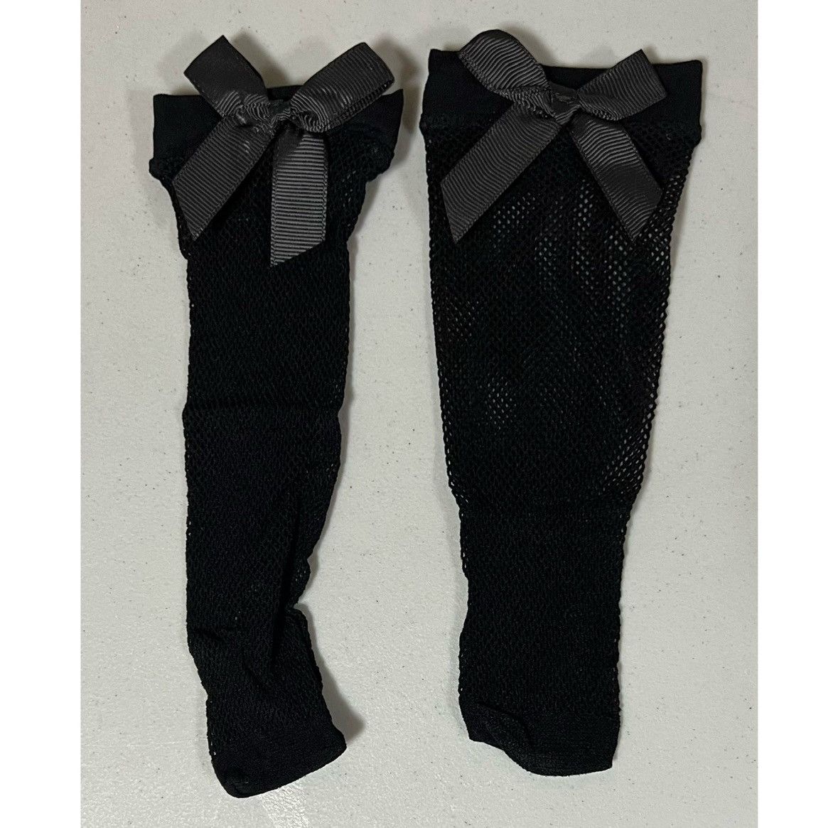 Vintage Black Fishnet Bow Bows Anklets Ankle Socks Hosiery Lingerie Size ONE SIZE - 2 Thumbnail