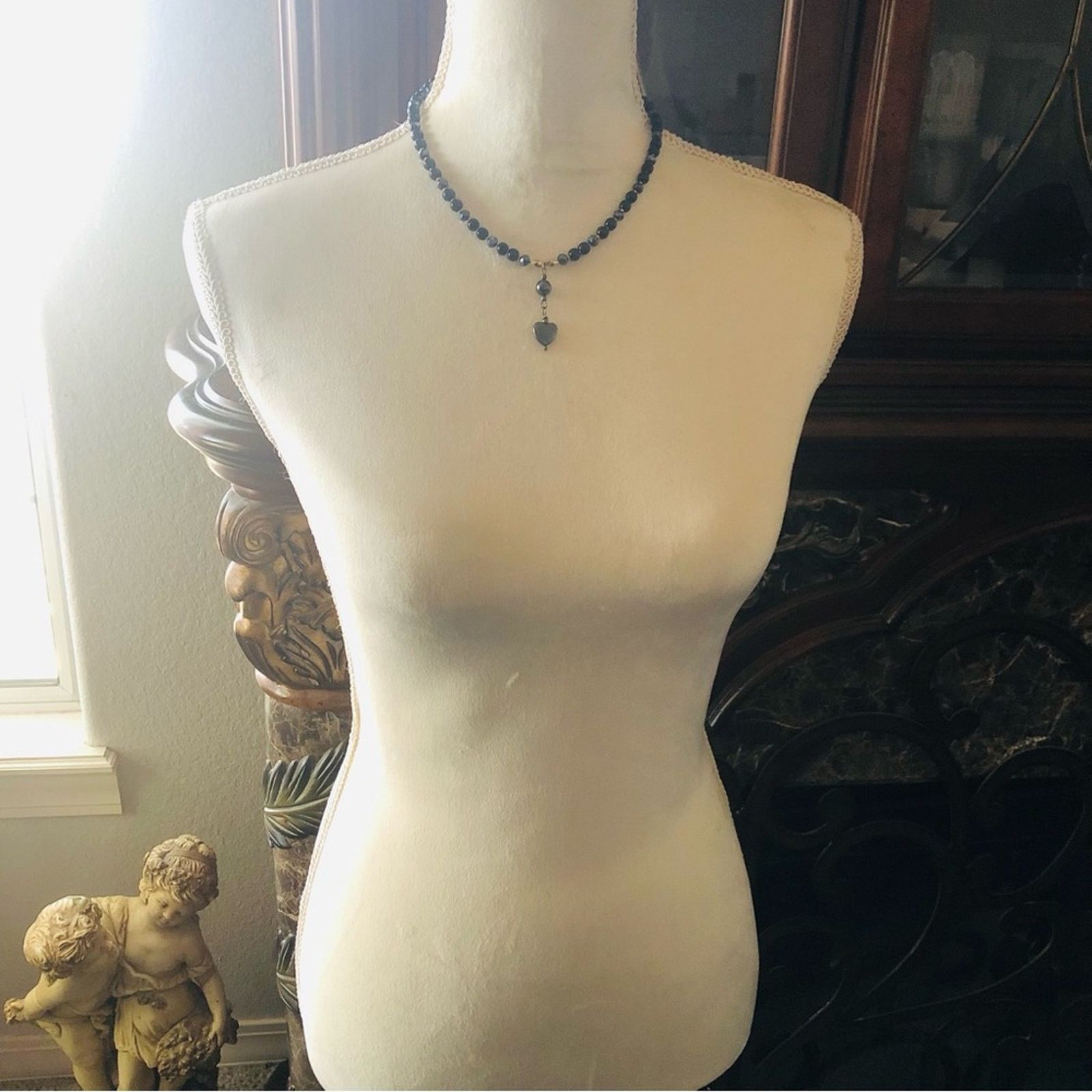 Handmade Handcrafted repurpose heart hematite Pearl necklace Size ONE SIZE - 6 Thumbnail