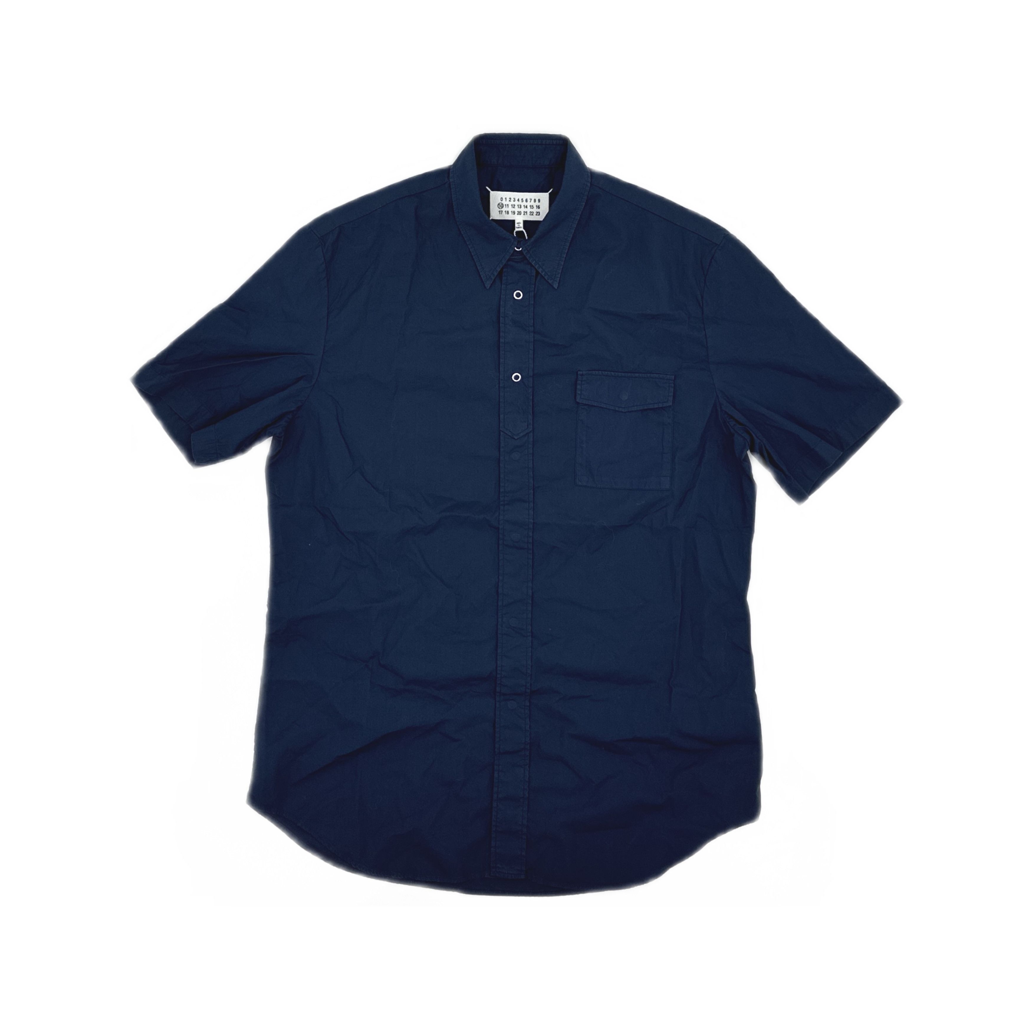 Maison Margiela Maison Margiela Navy Short Sleeve Shirt Size M Size US XXS / EU 40 - 1 Thumbnail