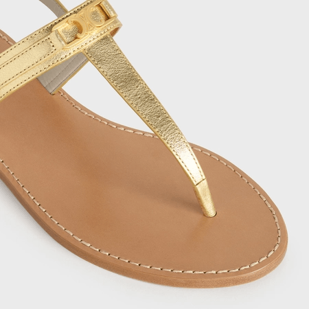 Celine o1bcso1str0724 Sandal Flat 05 Metalized Calfskin in Gold Size US 7 / IT 37 - 4 Thumbnail