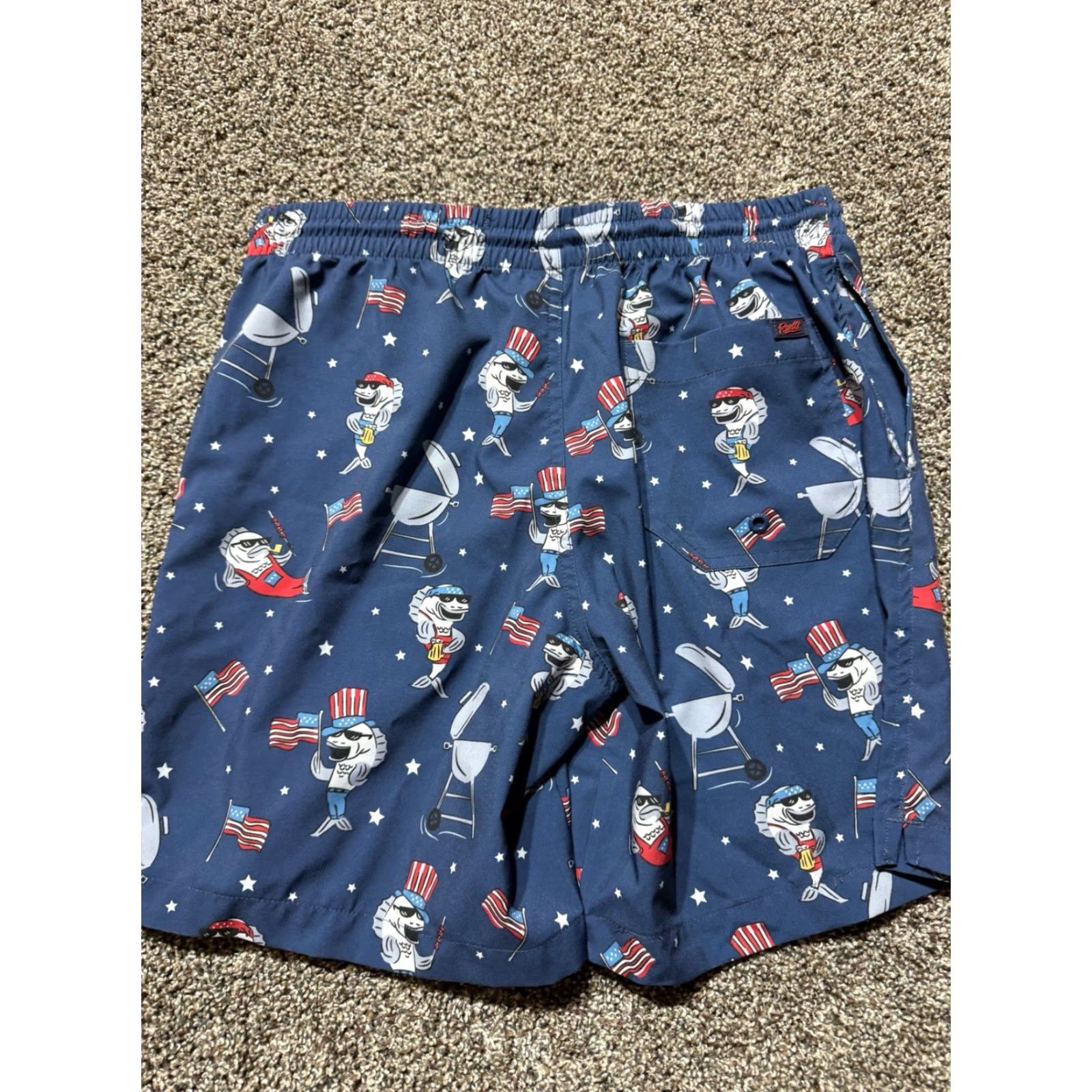 Vintage RSVLTS The Roosevelts Shorts Men Small American Flag Lightweight Party Blue 90s Athletic Inseam 7in Polyester Regular Navy Blue RSVLTS Mens Shorts Size US 29 - 7 Thumbnail