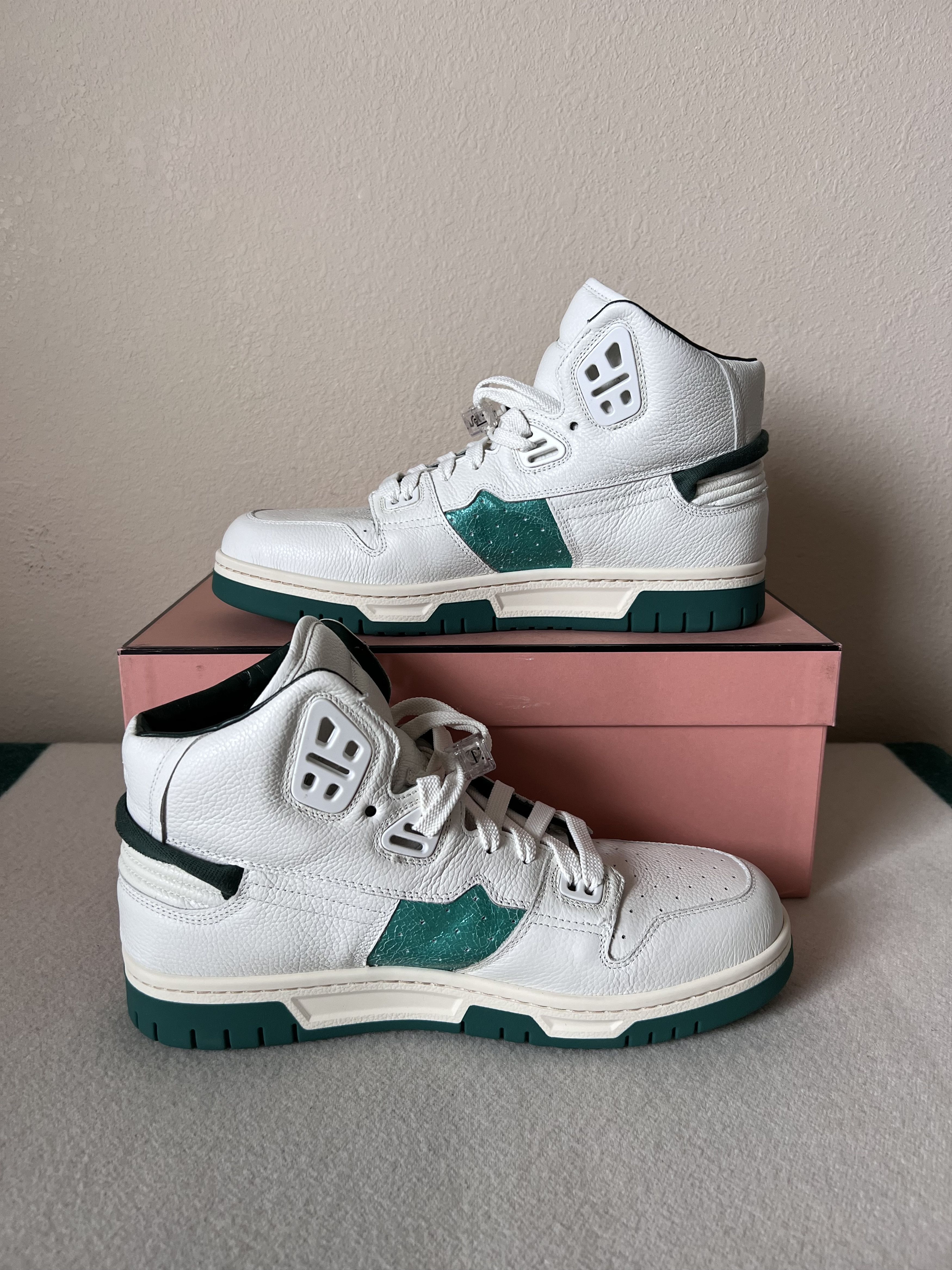 Acne Studios Acne Studios High Top Pop Sneakers in White Green Size US 11 / EU 44 - 3 Thumbnail