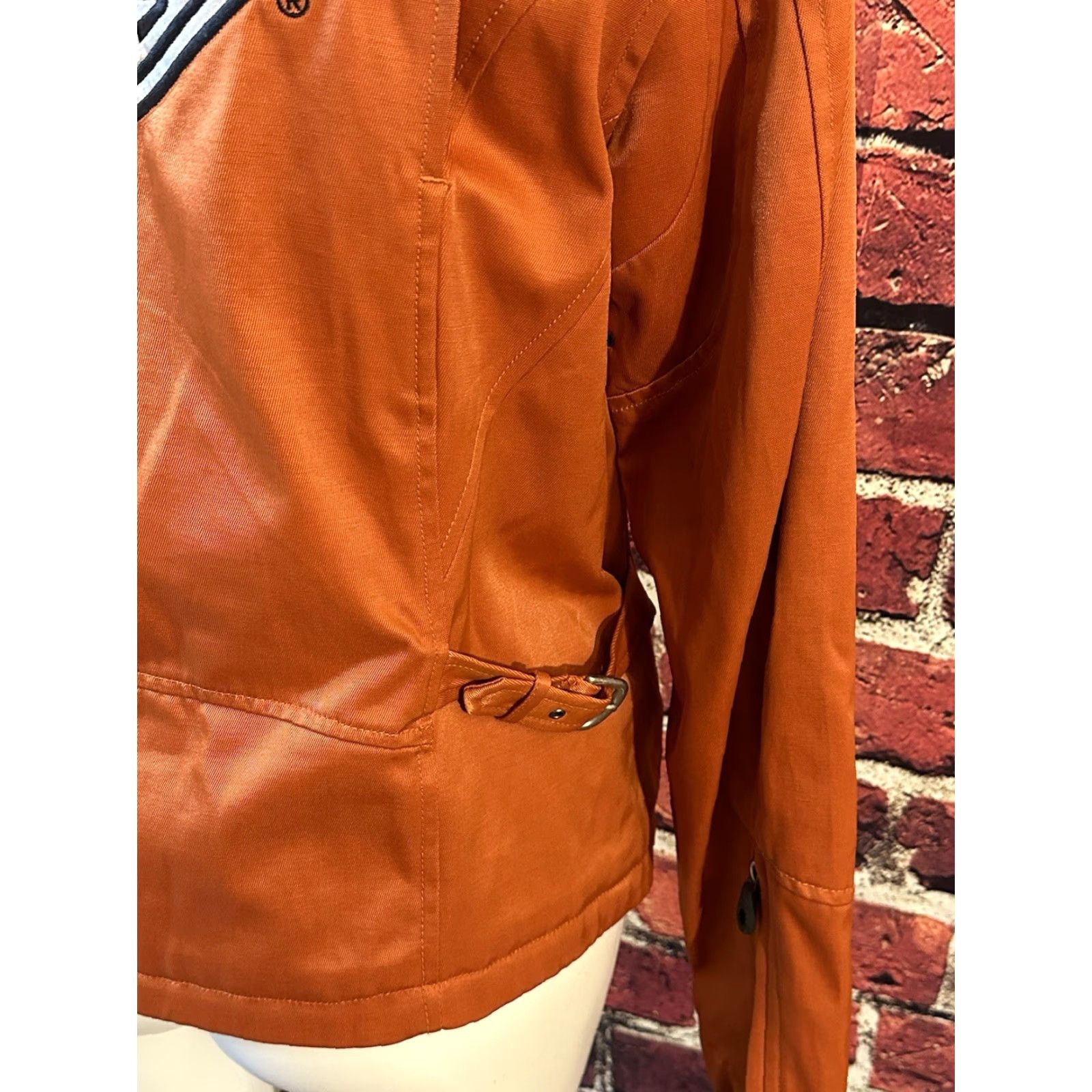 Harley Davidson Harley-Davidson Motorcycle Jacket Women's M Orange Cotton Nylon Weave Full Zip Logo Back Modern Softshell Zip Pockets Size M / US 6-8 / IT 42-44 - 6 Thumbnail
