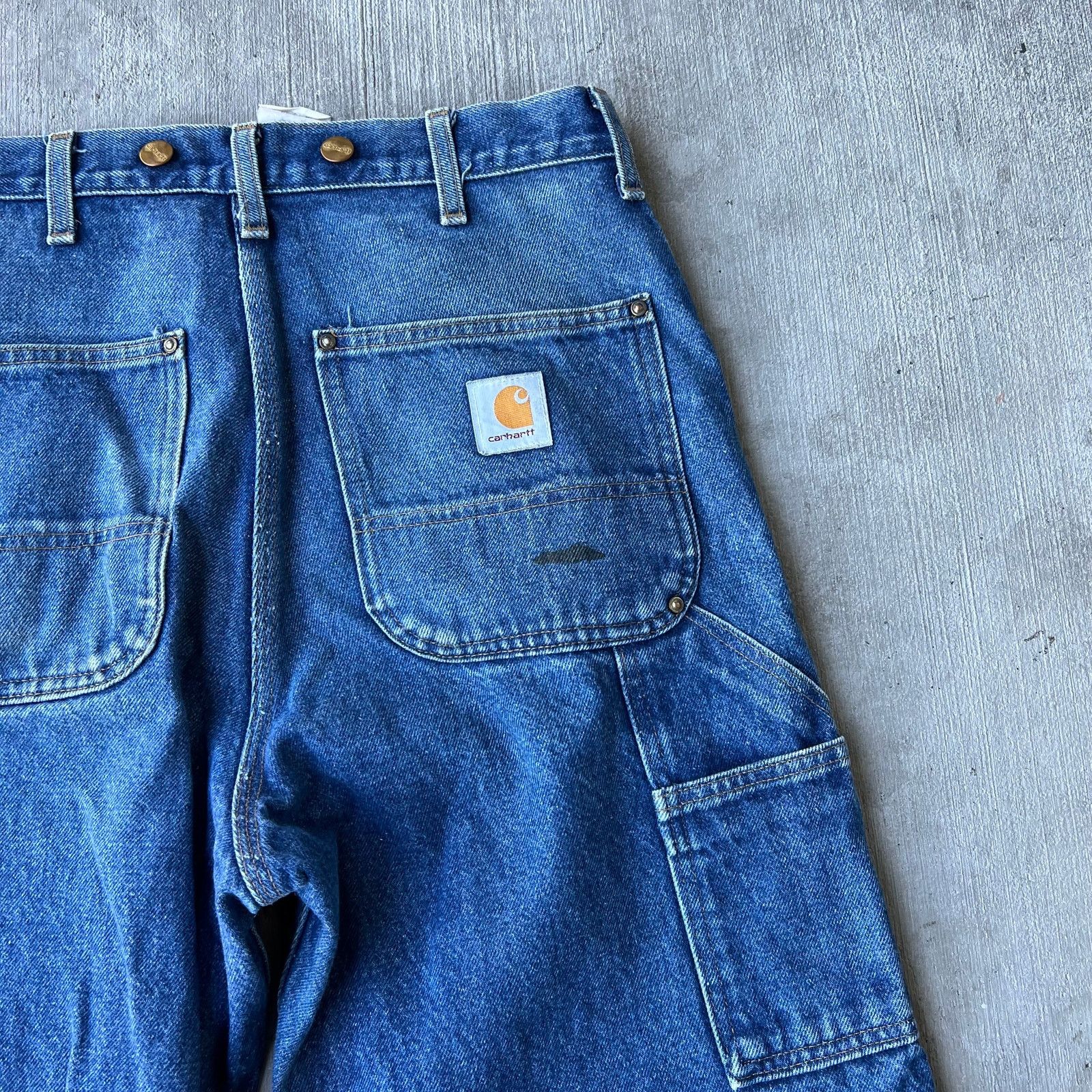 Carhartt × Vintage Vintage Carhartt blue denim jeans double knee work pants Size US 32 / EU 48 - 10 Thumbnail