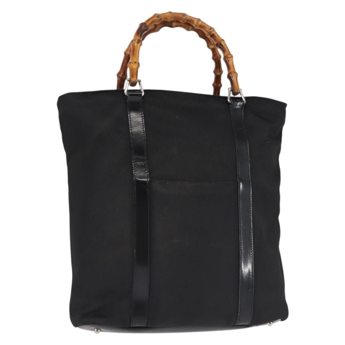 Gucci GUCCI Bamboo Handbag Nylon Black Silver 000 1998 000 1998 Size ONE SIZE - 1 Thumbnail