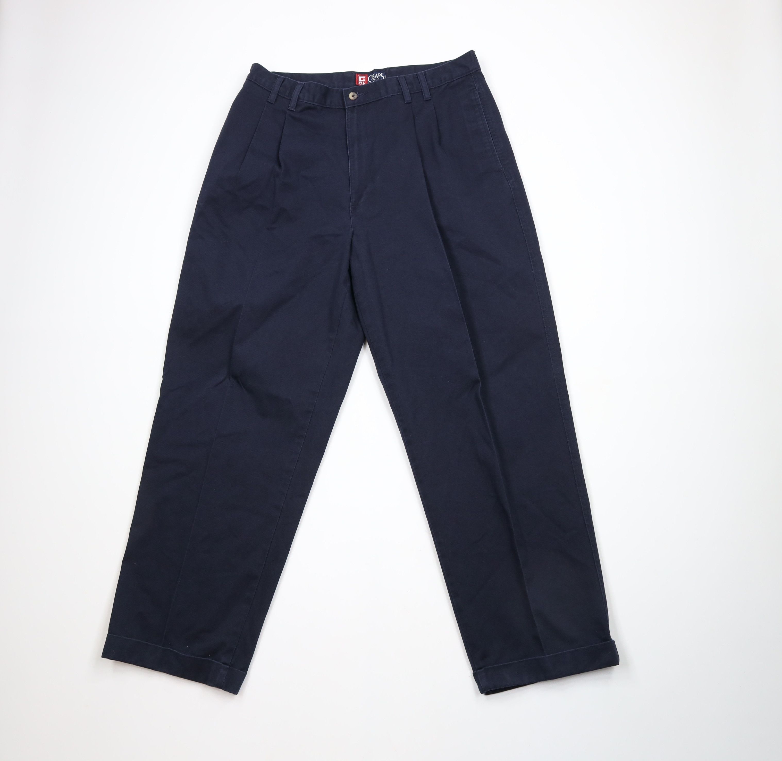 Ralph Lauren × Vintage Vintage 90s Chaps Ralph Lauren Cuffed Wide Leg Chino Pants Size US 34 / EU 50 - 1 Thumbnail