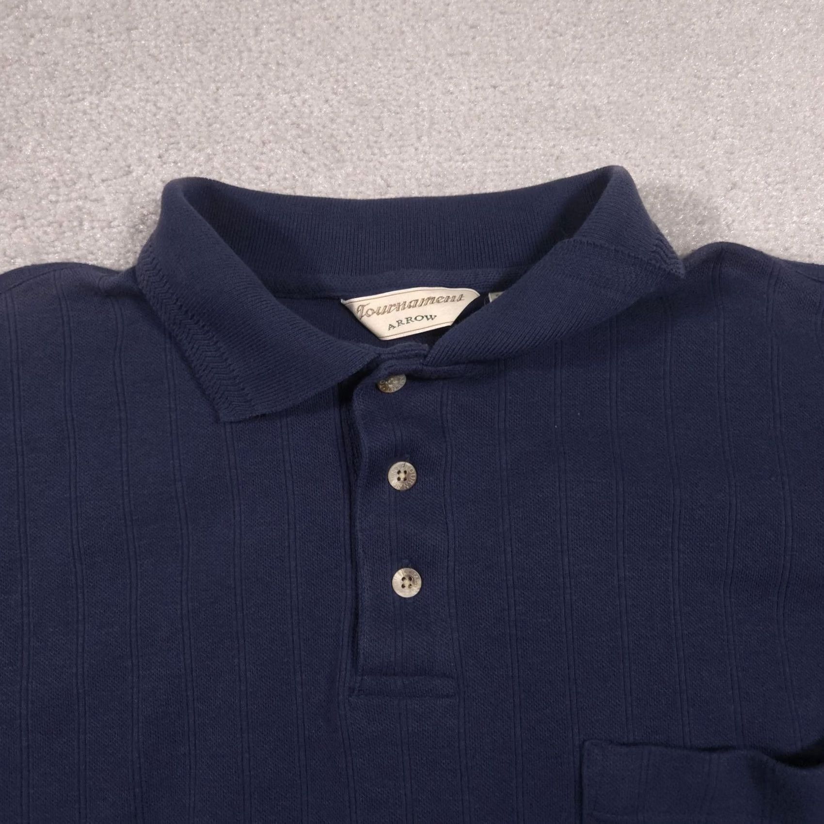 Arrow Arrow Tournament Polo Shirt Mens M Blue Textured Stripe Knit Pocket Casual Size US M / EU 48-50 / 2 - 4 Thumbnail