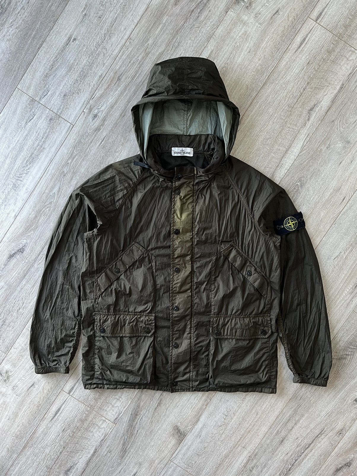 Stone island membrana jacket khaki deals