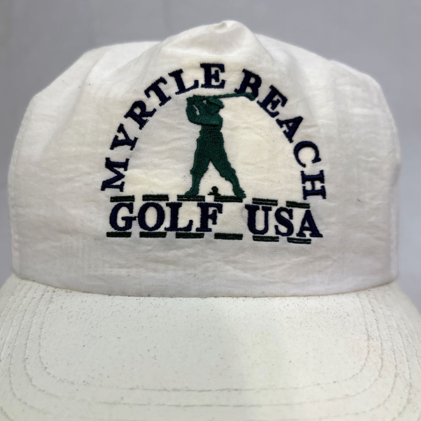 Vintage VINTAGE Myrtle Beach Golf USA Baseball Cap Hat White Adjustable Flat Brim One Size Men USA 80s Size ONE SIZE - 3 Thumbnail
