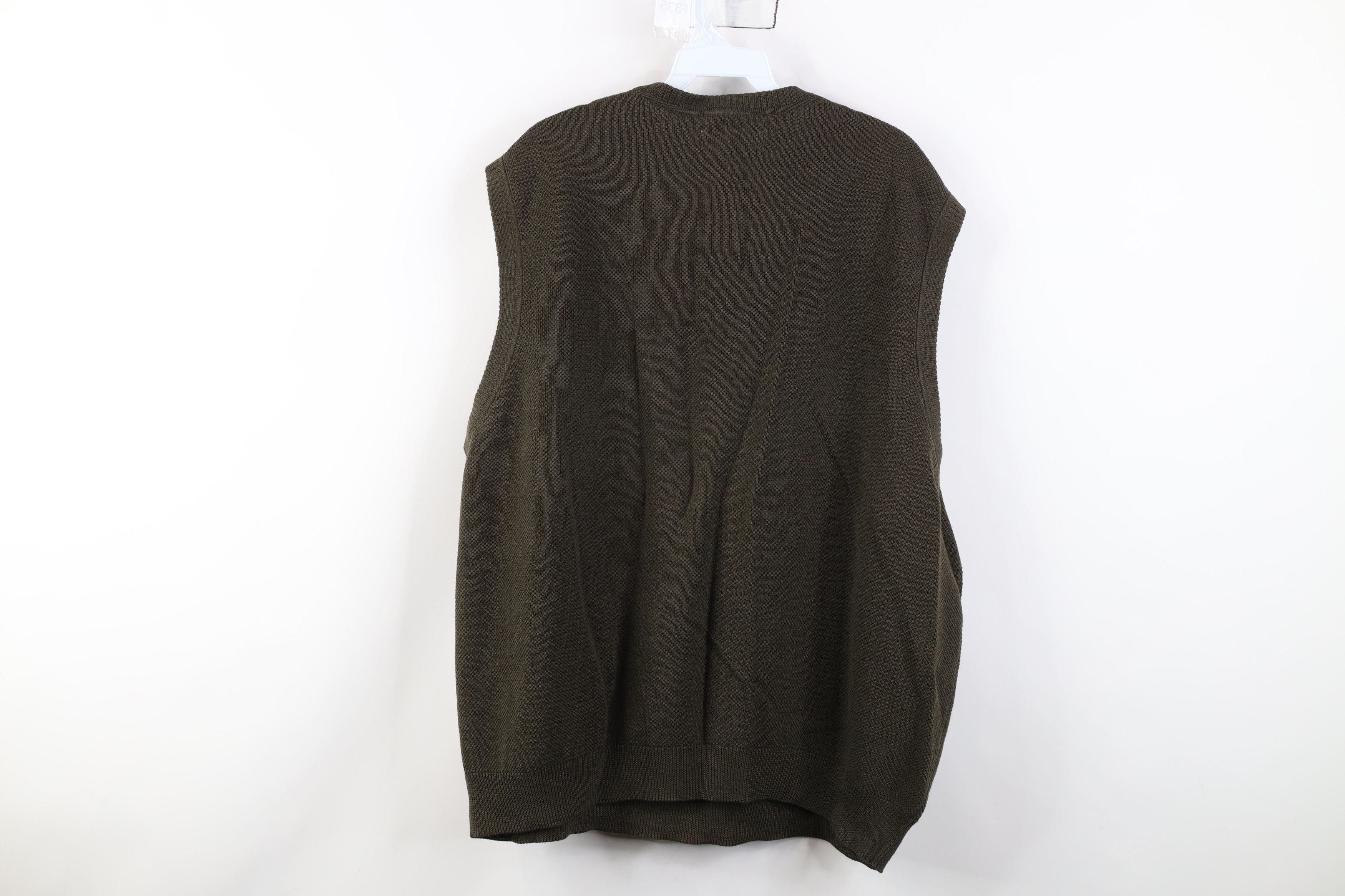 Vintage Vintage 90s Streetwear Thermal Knit Sweater Vest Olive Green Size US XXL / EU 58 / 5 - 7 Thumbnail