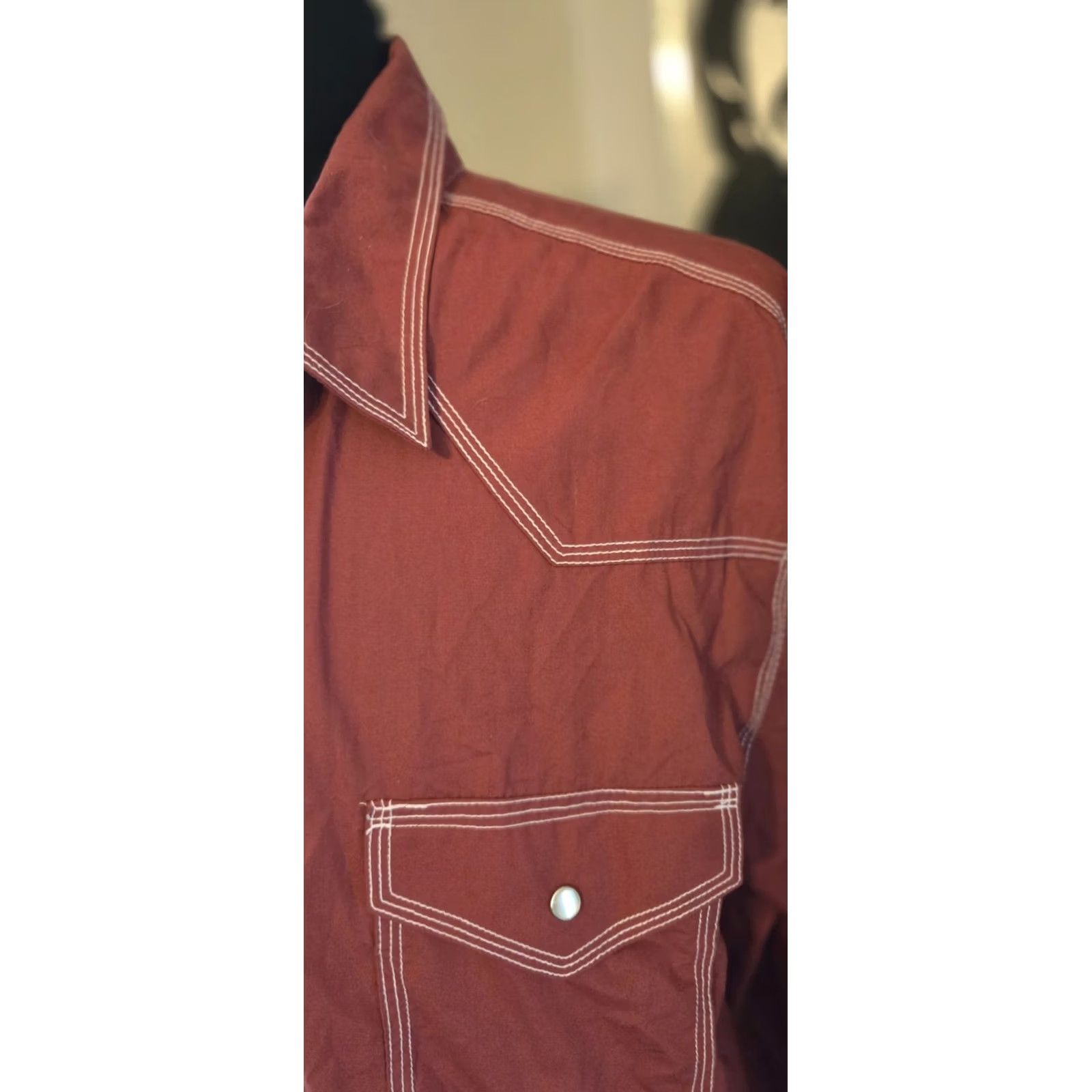 Vintage VINTAGE High Noon Western Shirt XL XLT Red White Stitching Pearl Snap Men Long Sleeve Size US XL / EU 56 / 4 - 5 Thumbnail