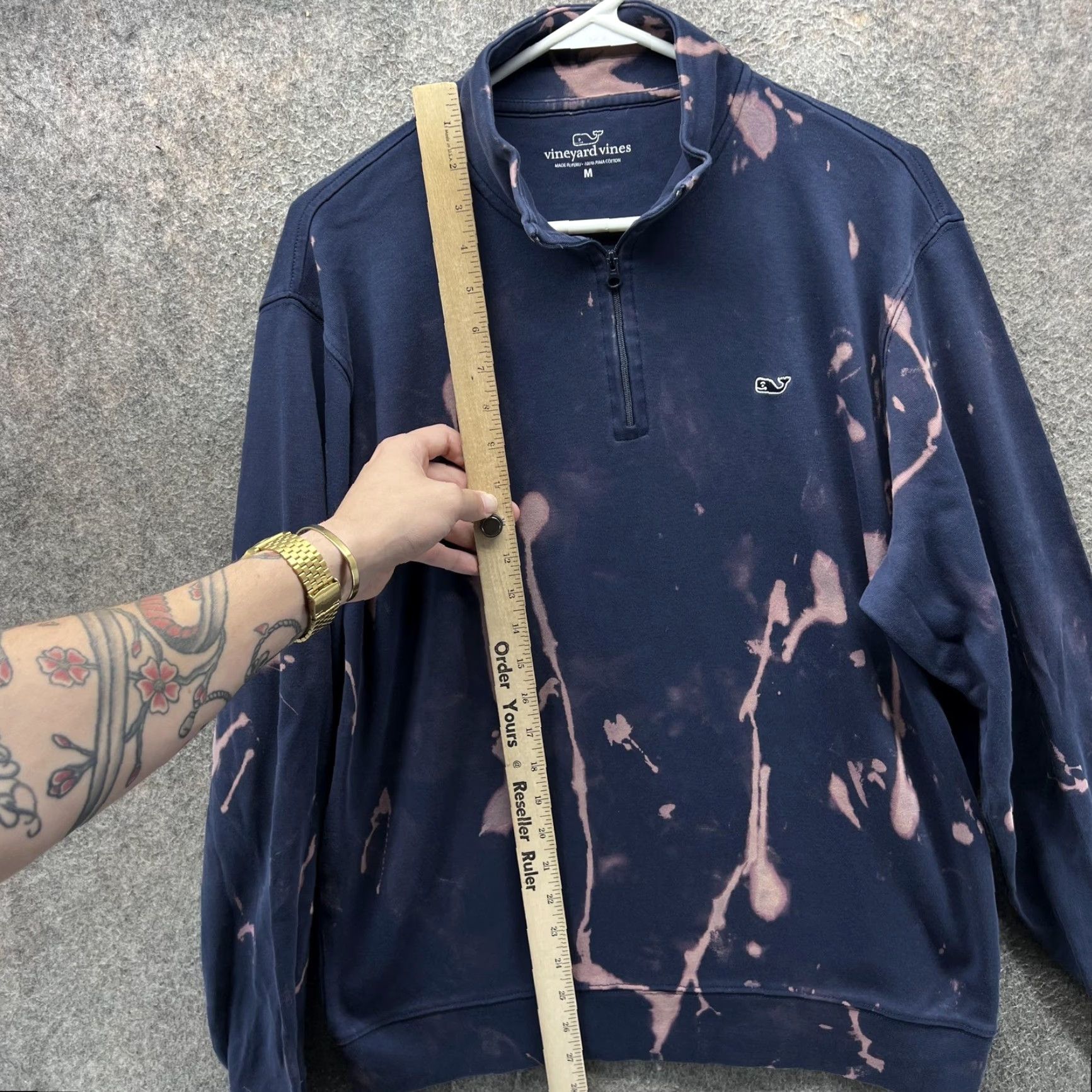 Vineyard Vines Vineyard Vines Quarter Zip Sweatshirt Mens M Navy Bleach Dye Pullover Size US M / EU 48-50 / 2 - 4 Thumbnail