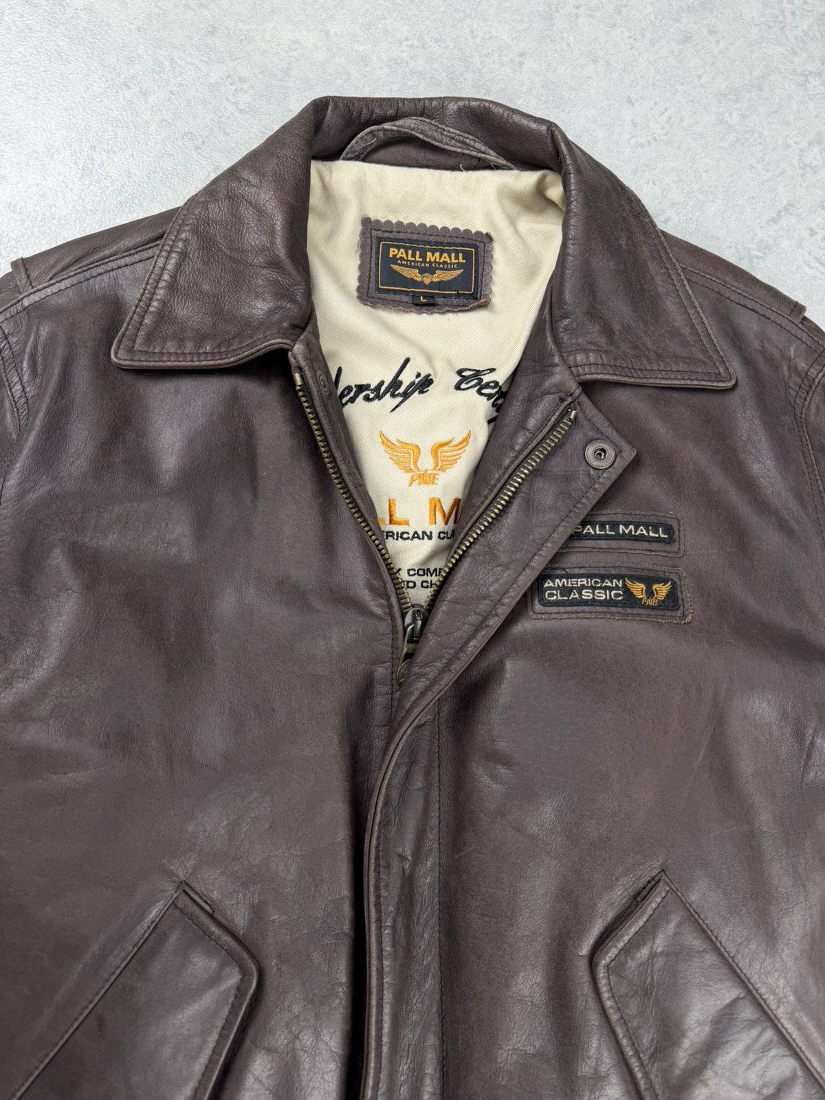 Genuine Leather Pall Mall Leather Bomber Jacket Brown Aviator Size L Size US L / EU 52-54 / 3 - 6 Thumbnail