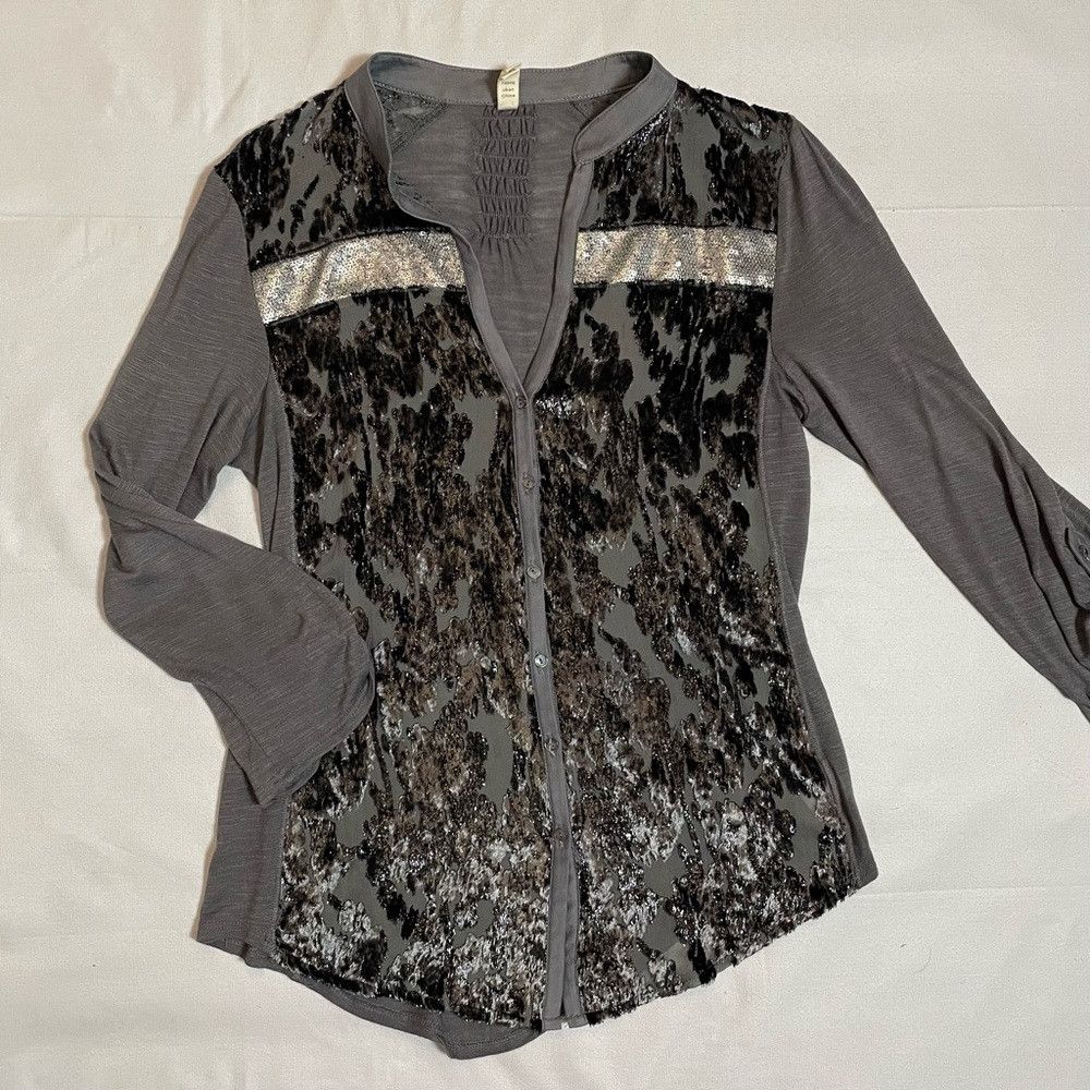 Anthropologie Anthropologie Kitsalano TINY Velvet Silk Blend Burnout Grey Size S / US 4 / IT 40 - 9 Thumbnail