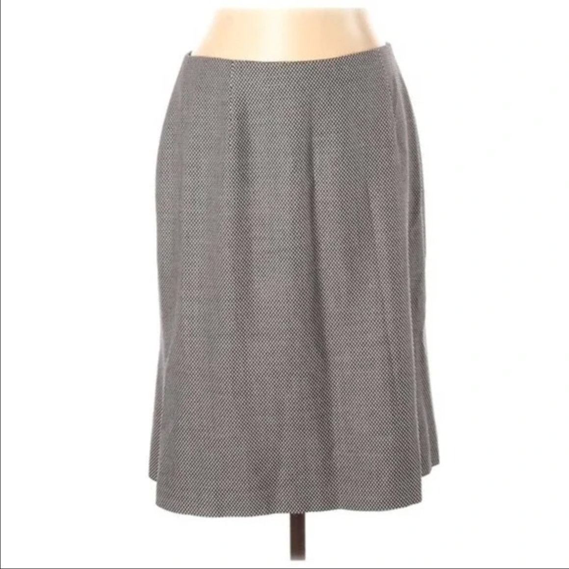 Escada Wool Midi Skirt Silk A-Line Stretch Zip Large 44 34