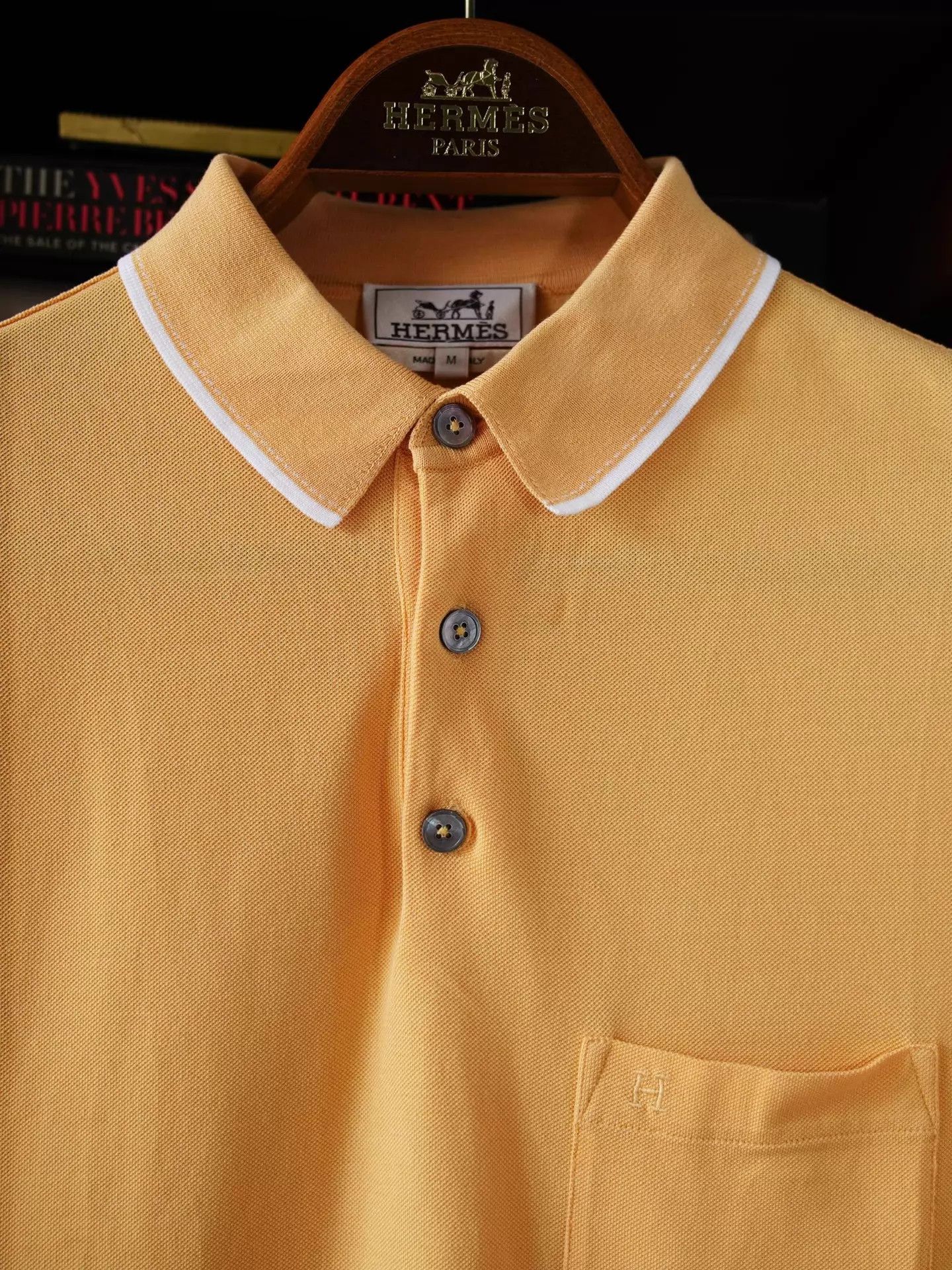 Hermes Men's Hermes Mango Yellow Cotton Polo M Mint Size US M / EU 48-50 / 2 - 2 Thumbnail