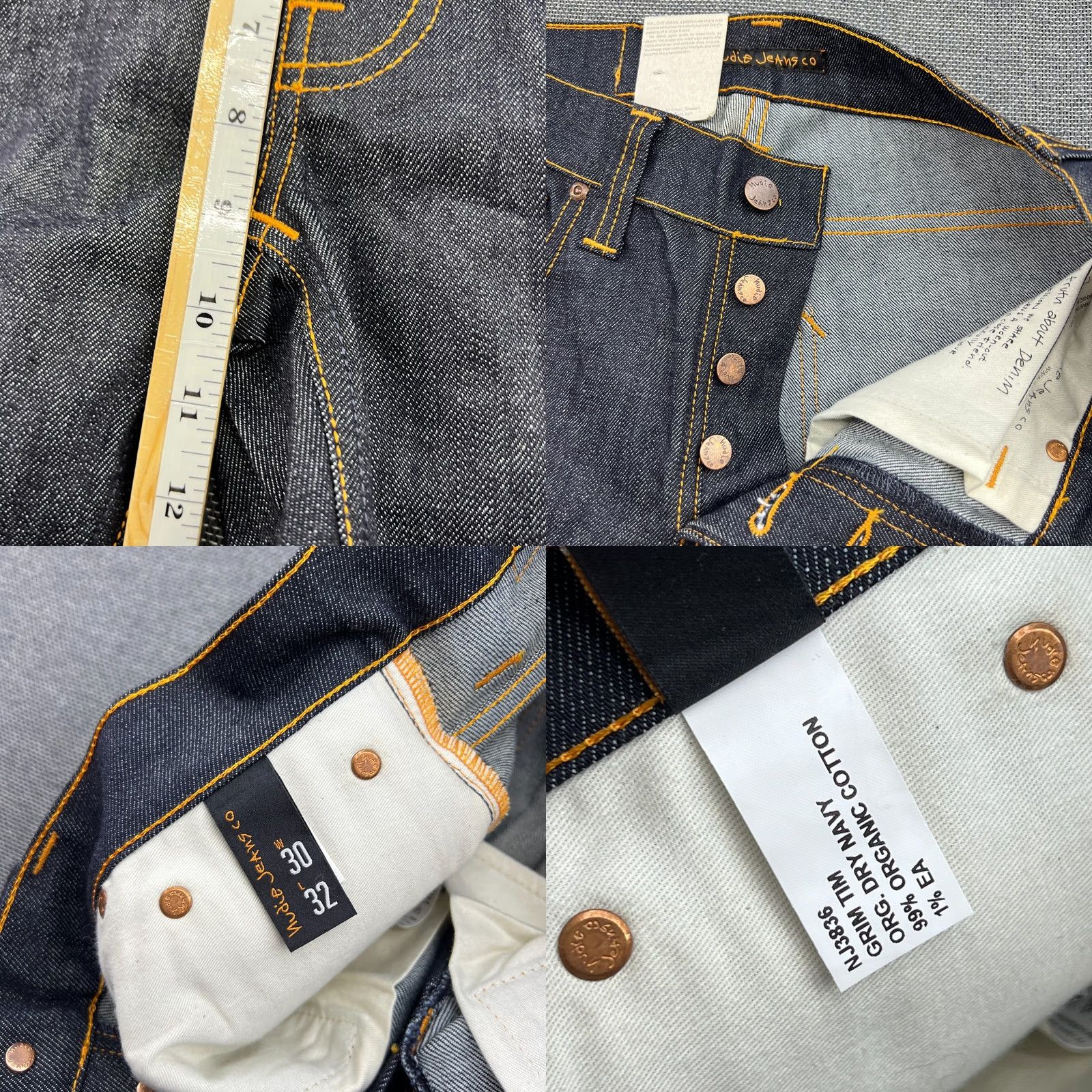 Nudie Jeans Nudie Jeans Grim Tim Straight Denim Blue Navy W30 L32 Organic Button Fly Mens Size US 30 / EU 46 - 9 Thumbnail