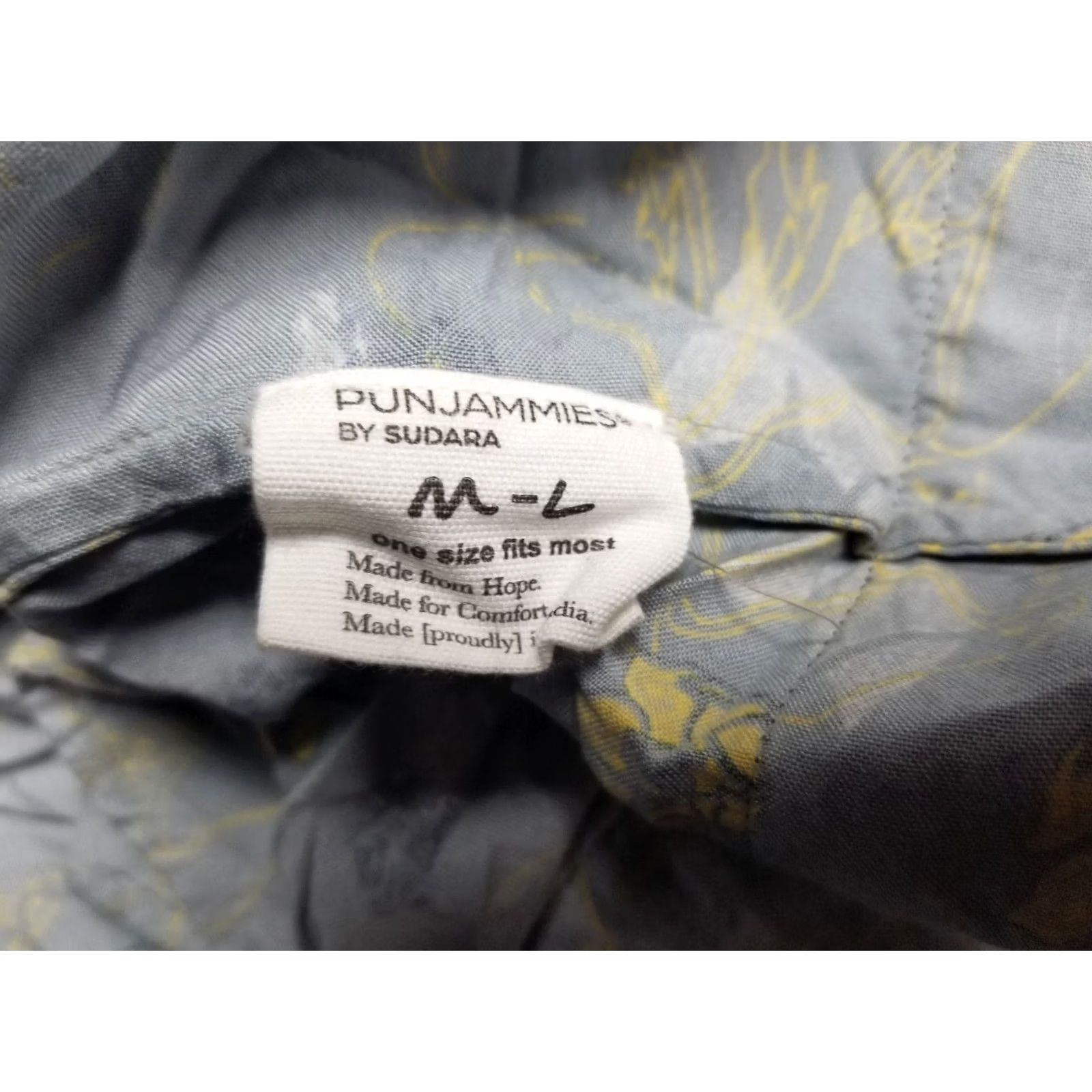 Vintage Sudara Punjammies Women Gray Yellow Kimono Robe M-L Size ONE SIZE - 6 Thumbnail