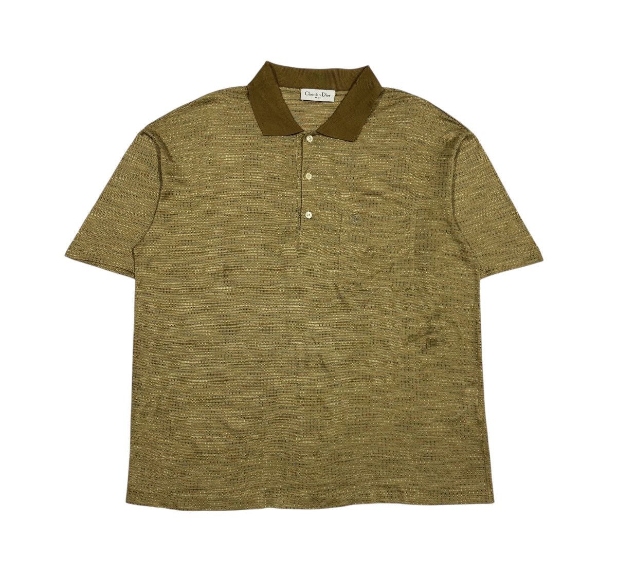 Dior Vtg🔥Christian Dior Paris Sashiko Pocket Polo Shirt Size US L / EU 52-54 / 3 - 2 Thumbnail