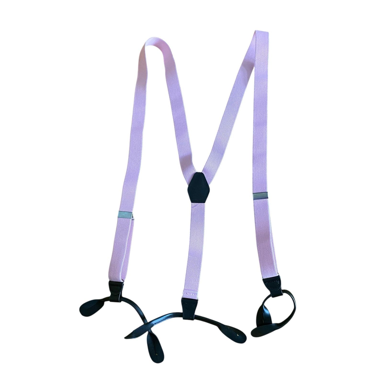 Vintage Vintage Y-shaped Fabric Elastic Solid Pink Suspenders Size ONE SIZE - 1 Thumbnail