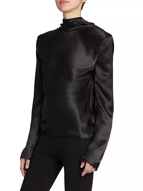 Saint Laurent Paris o1s1wg111124 Cowl-Back Blouse in Silk Satin in Black Size XS / US 0-2 / IT 36-38 - 5 Thumbnail
