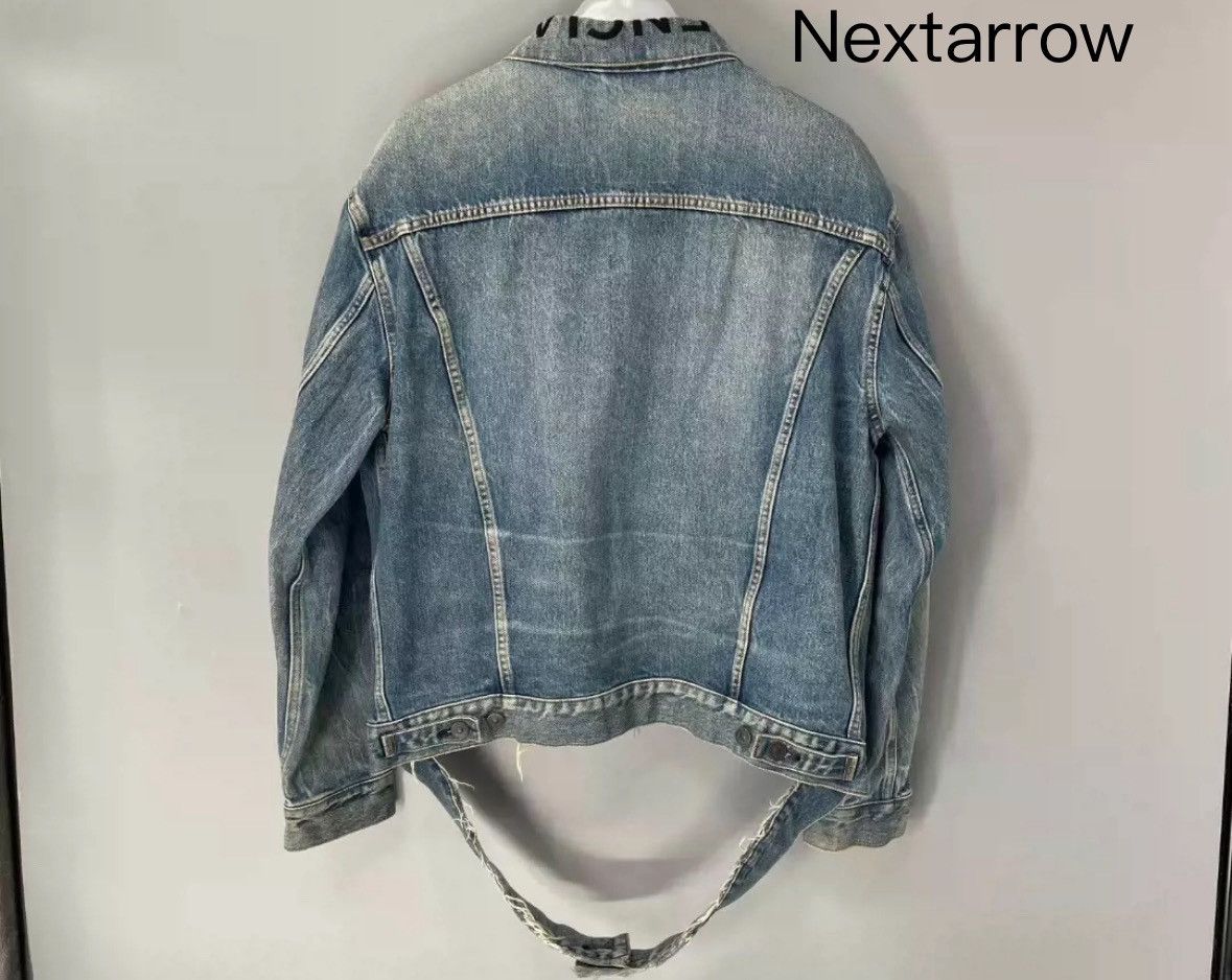 Balenciaga Balenciaga blue denim jacket with worn collar logo jacket Size US S / EU 44-46 / 1 - 2 Thumbnail