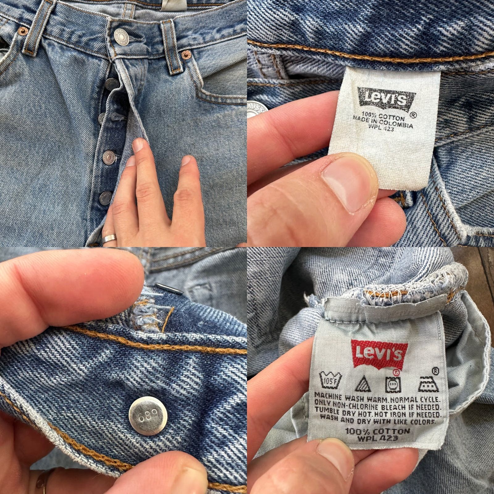 Levi's VINTAGE Levi's 501 Jeans Straight 90s Light Blue 33x30 Mens Regular Denim Cotton Button Closure Size US 33 - 8 Thumbnail