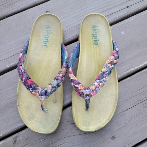 Other Alegria Blue Multi Floral Rainbow Braided Flip Flop Thong Pl Size US 9.5 / IT 39.5 - 5 Thumbnail