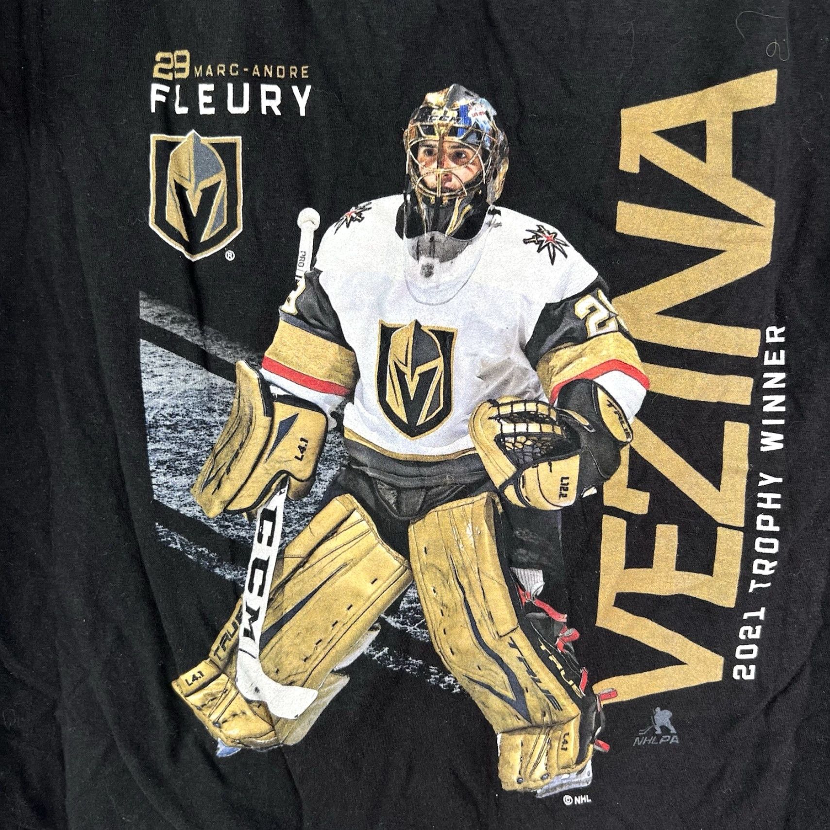 Vintage VINTAGE Marc-Andre Fleury Vegas Golden Knights T-Shirt Men 2XL Black Graphic Print 2021 hockey Size US XXL / EU 58 / 5 - 2 Thumbnail