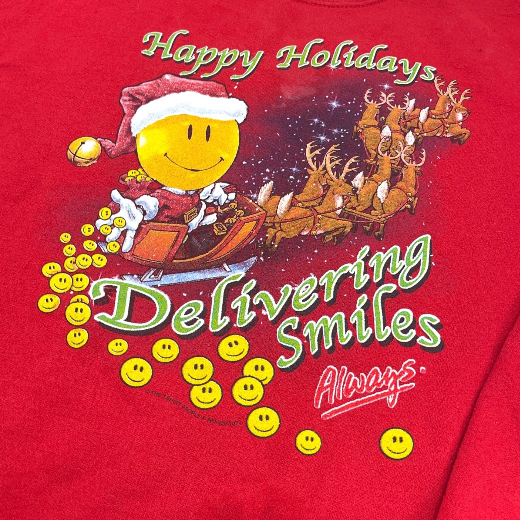 Vintage VINTAGE Christmas Sweater Women L Red Crew Neck Sweatshirt USA 90s Smiley Shirt Womens Holiday 90s USA Christmas Graphic Print Pullover Knit Size L / US 10 / IT 46 - 5 Thumbnail